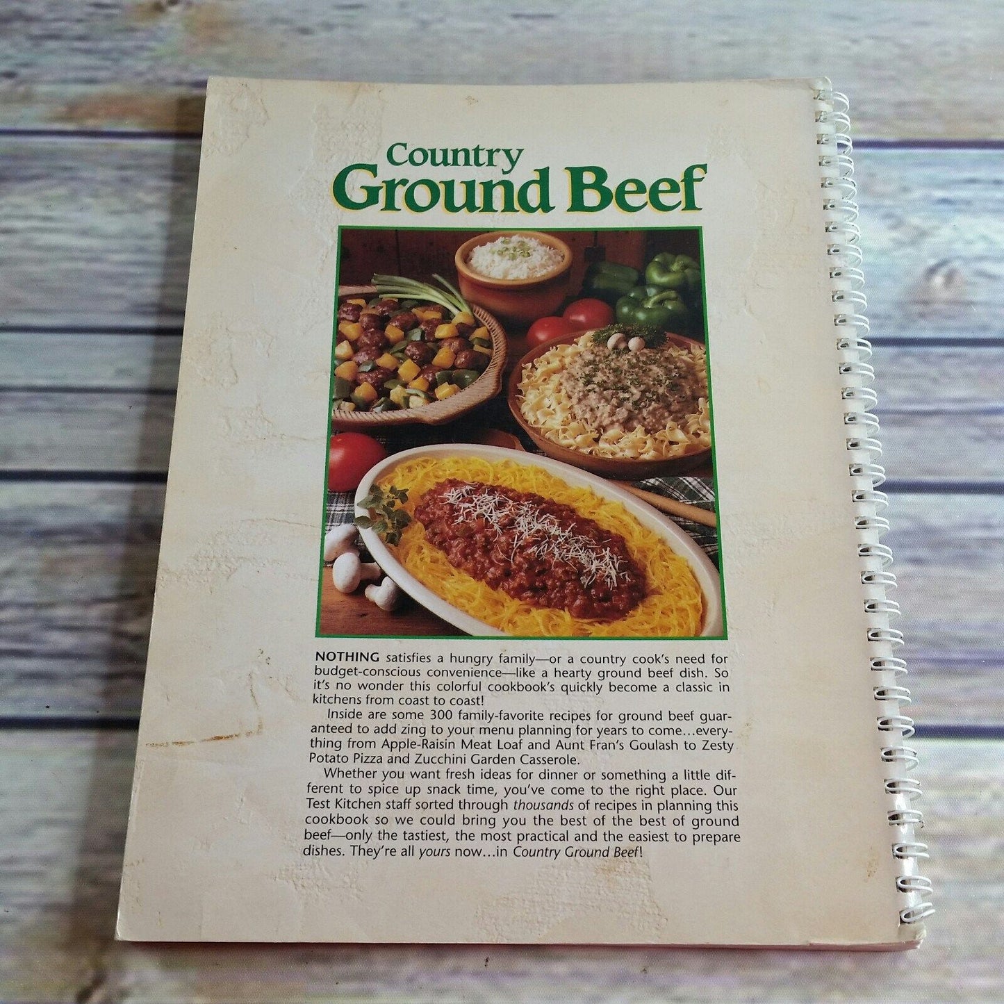 Vintage Cookbook Country Ground Beef Recipes 1993 Spiral Paperback Book Reiman Publications 300 Recipes Soups Sandwiches Casseroles, Loaves