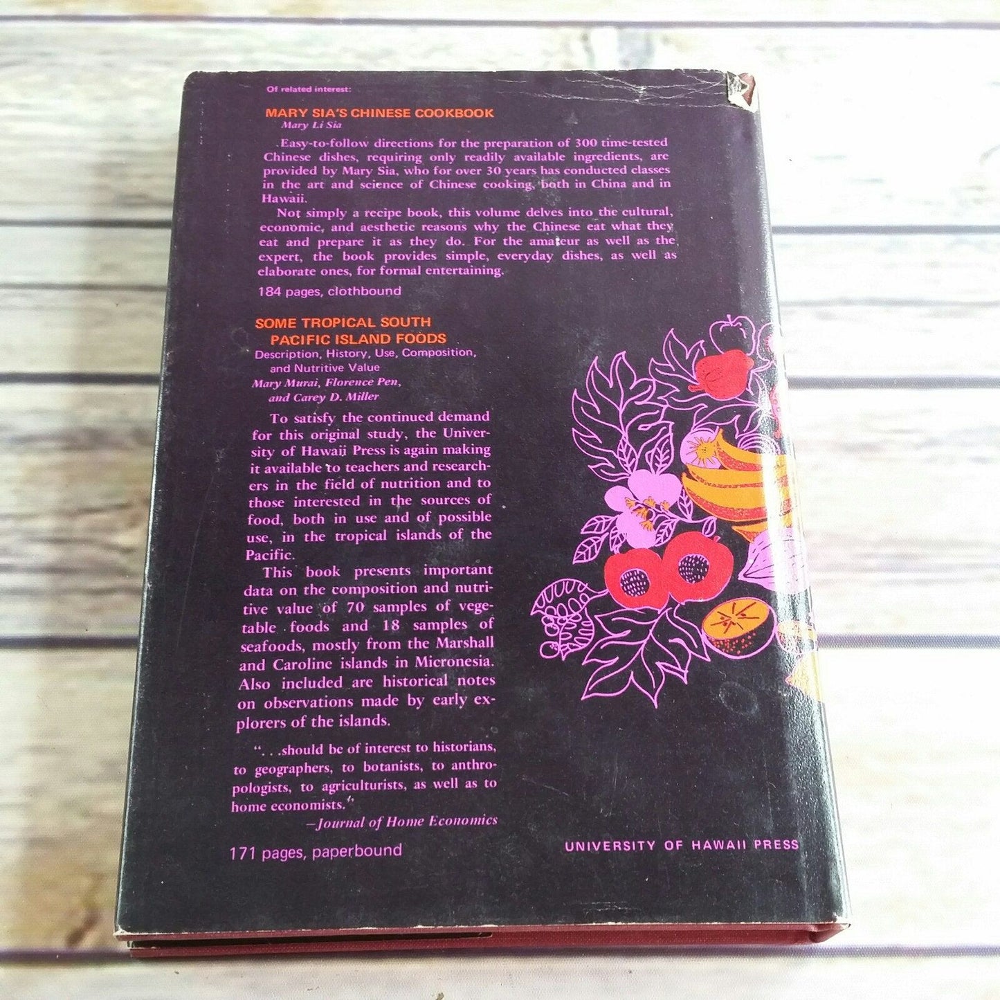 Vintage Hawaiian Cookbook Fruits of Hawaii Recipes 1965 Hardcover University of Hawaii Press Honolulu Miller Bazore Bartow