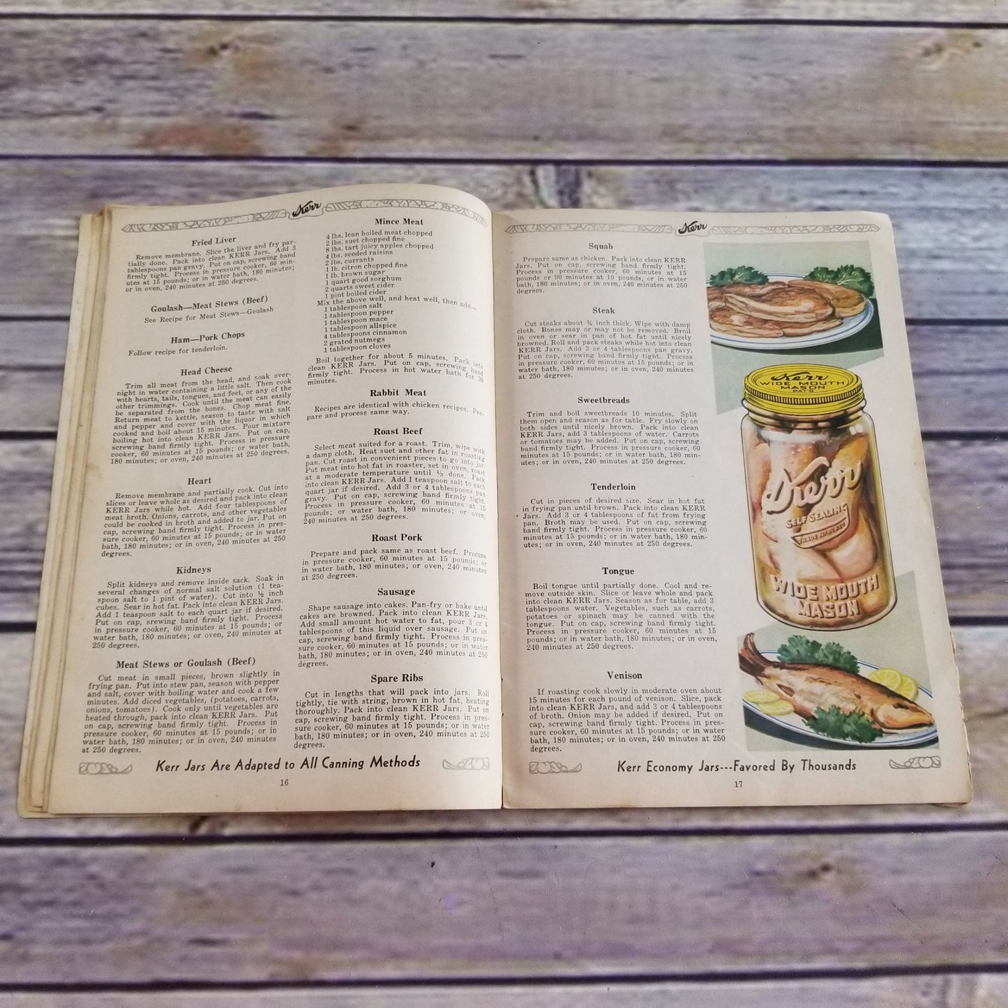 Vintage Kerr Home Canning Book Cookbook Recipes 1938 Booklet Yellow Blue Cover Canning Tips Food Preservation