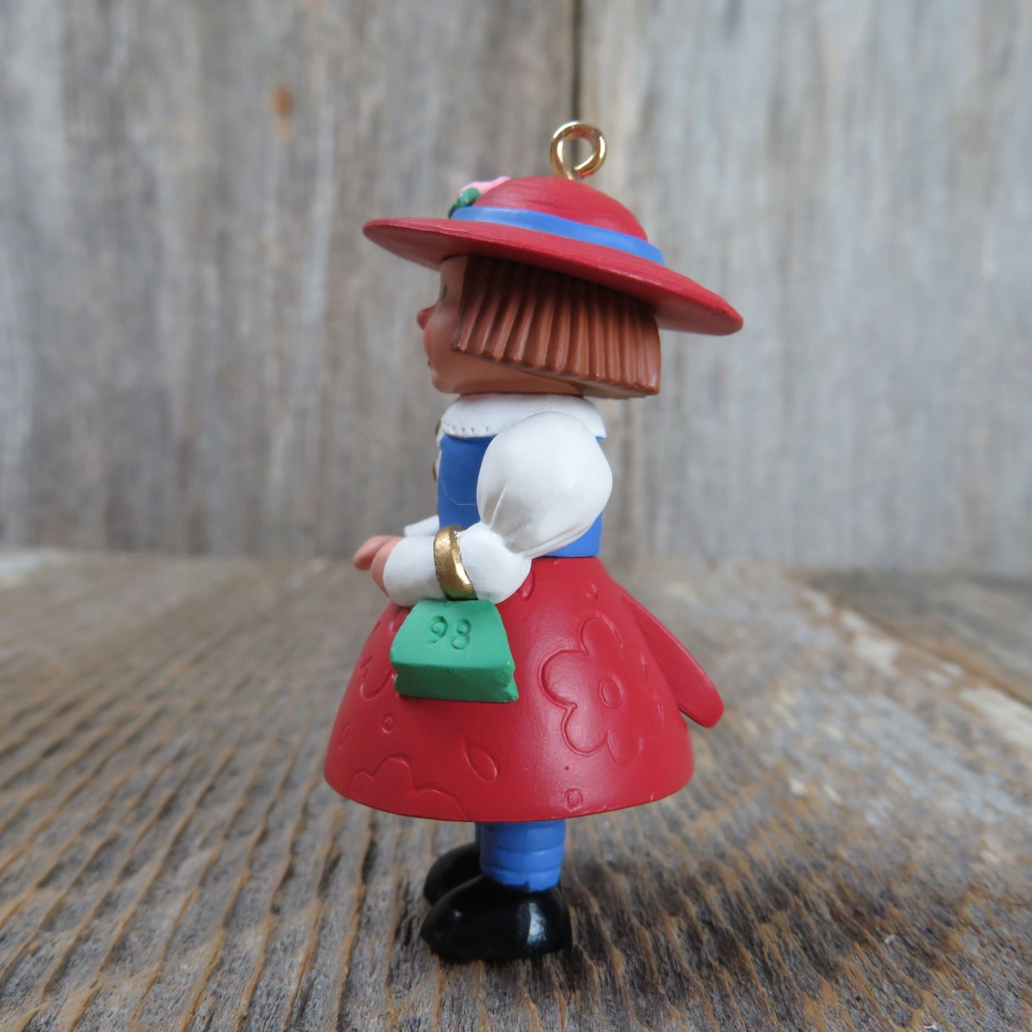 Daughter Nutcracker Ornament 1998 Hallmark Christmas Girl in Red Blue Dress and Hat