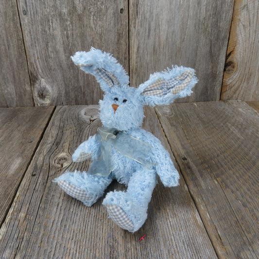 Blue Fuzzy Bunny Plush Ty Attic Treasures Rabbit 2000 Gingham Beanie Baby Stuffed Animal