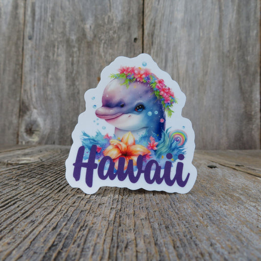 Hawaii Dolphin Sticker Flowers Destination Souvenir Travel Sticker