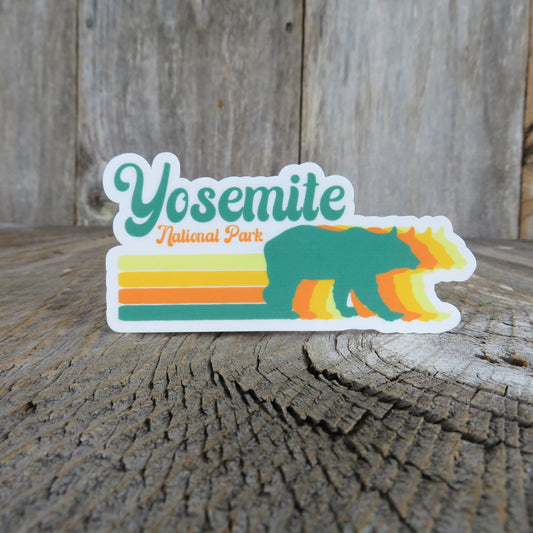 Yosemite National Park Bear Sticker California Retro Style 3D Yellow Green Travel Souvenir Laptop