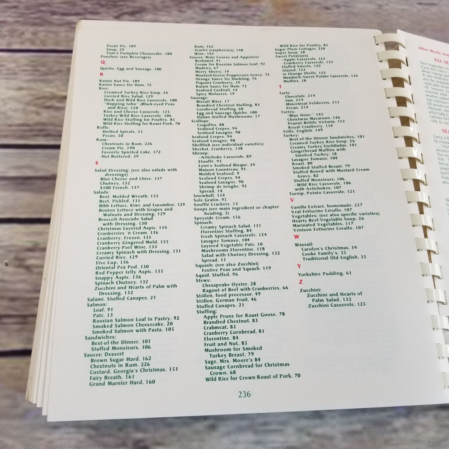 Vintage Christmas Cookbook Christmas Dinner Recipes 1990 Mystic Seaport Museum Members Spiral Bound Paperback Conneticut