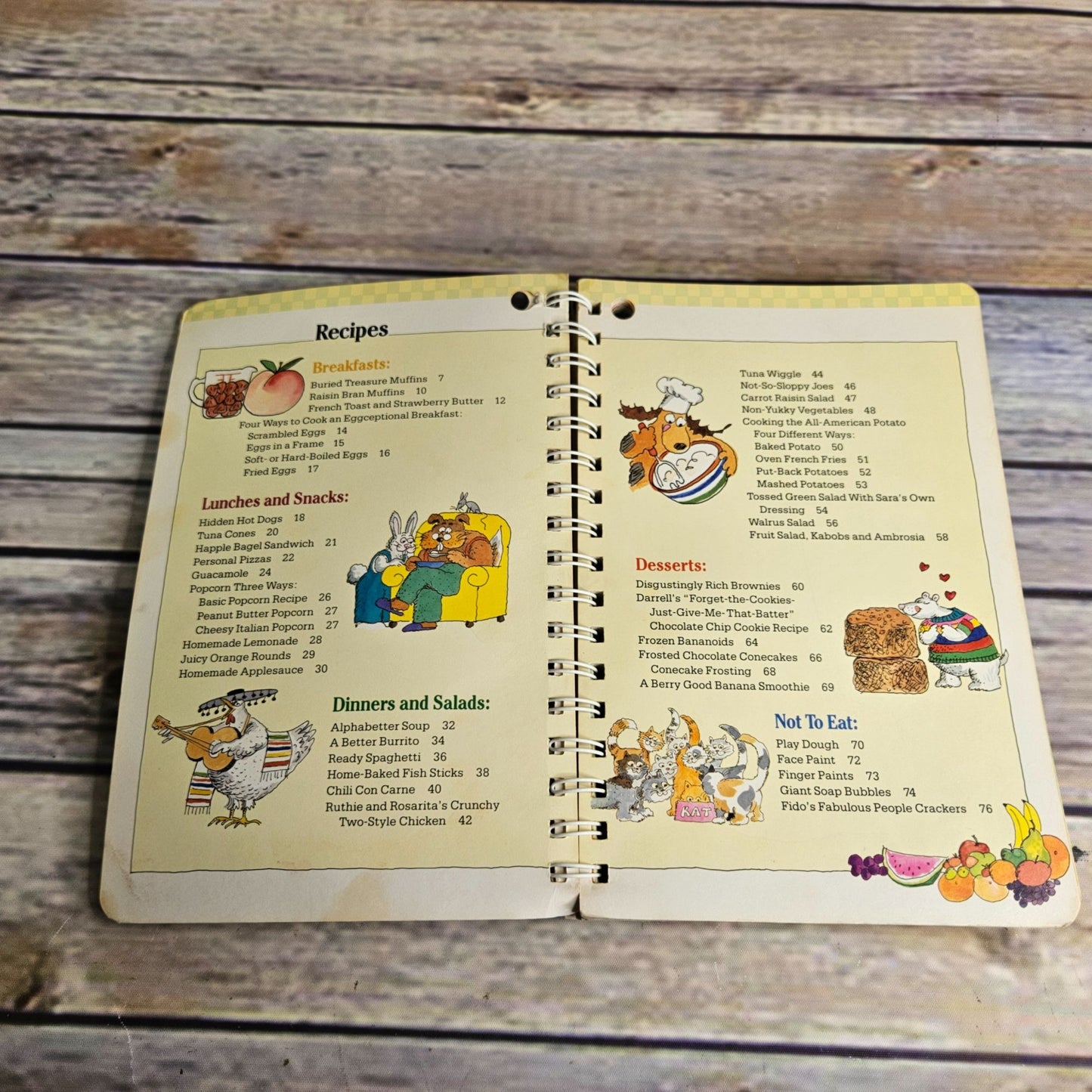 Vintage Kids Cookbook Kids Cooking Recipes Spiral Bound Klutz Press 1987 Hardcover Thick Pages