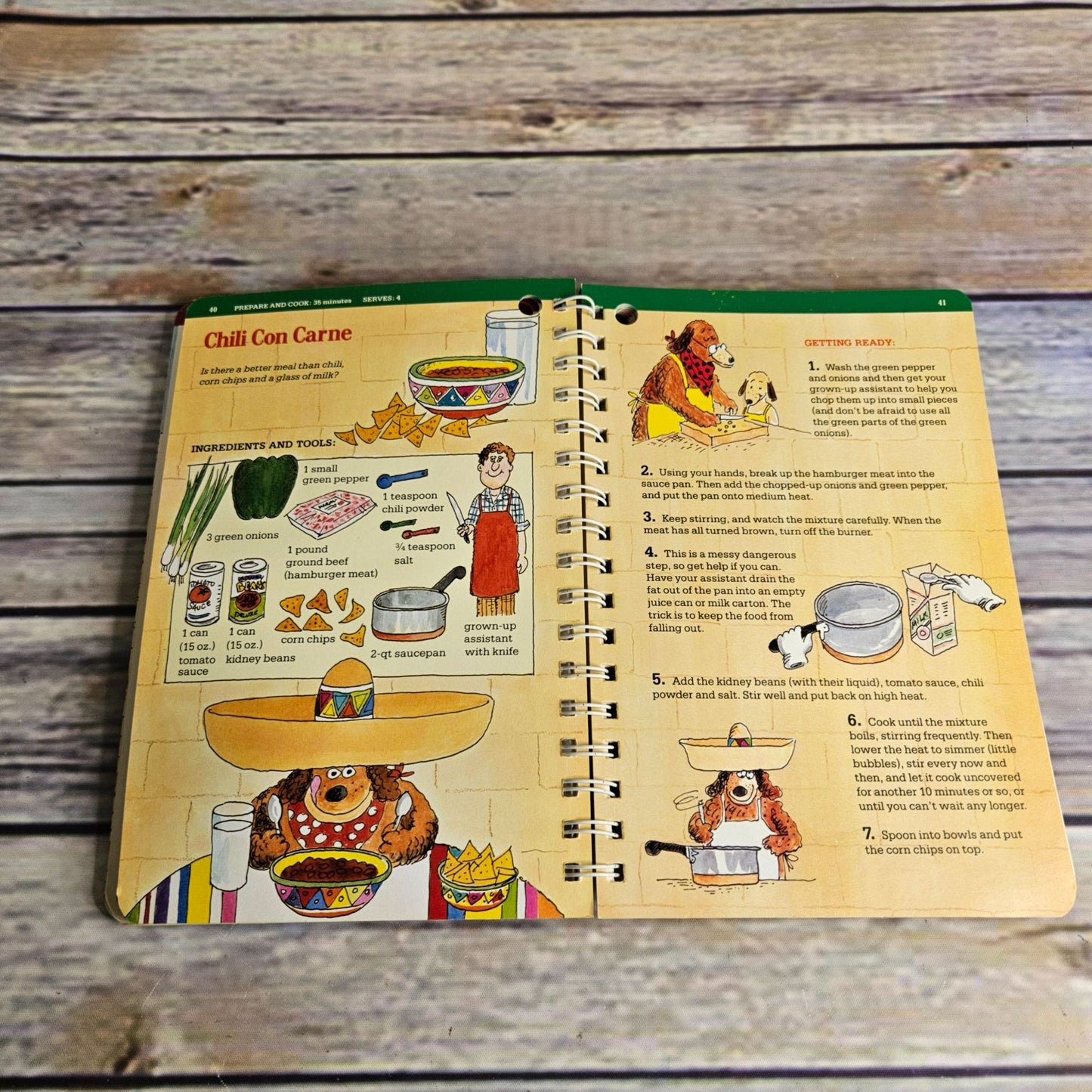 Vintage Kids Cookbook Kids Cooking Recipes Spiral Bound Klutz Press 1987 Hardcover Thick Pages