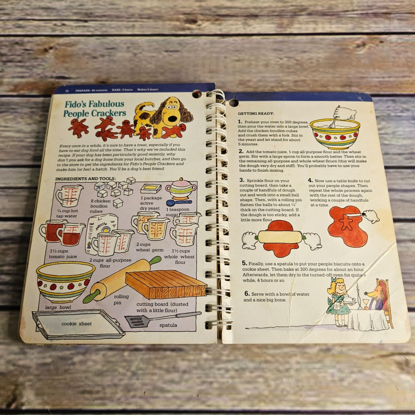 Vintage Kids Cookbook Kids Cooking Recipes Spiral Bound Klutz Press 1987 Hardcover Thick Pages