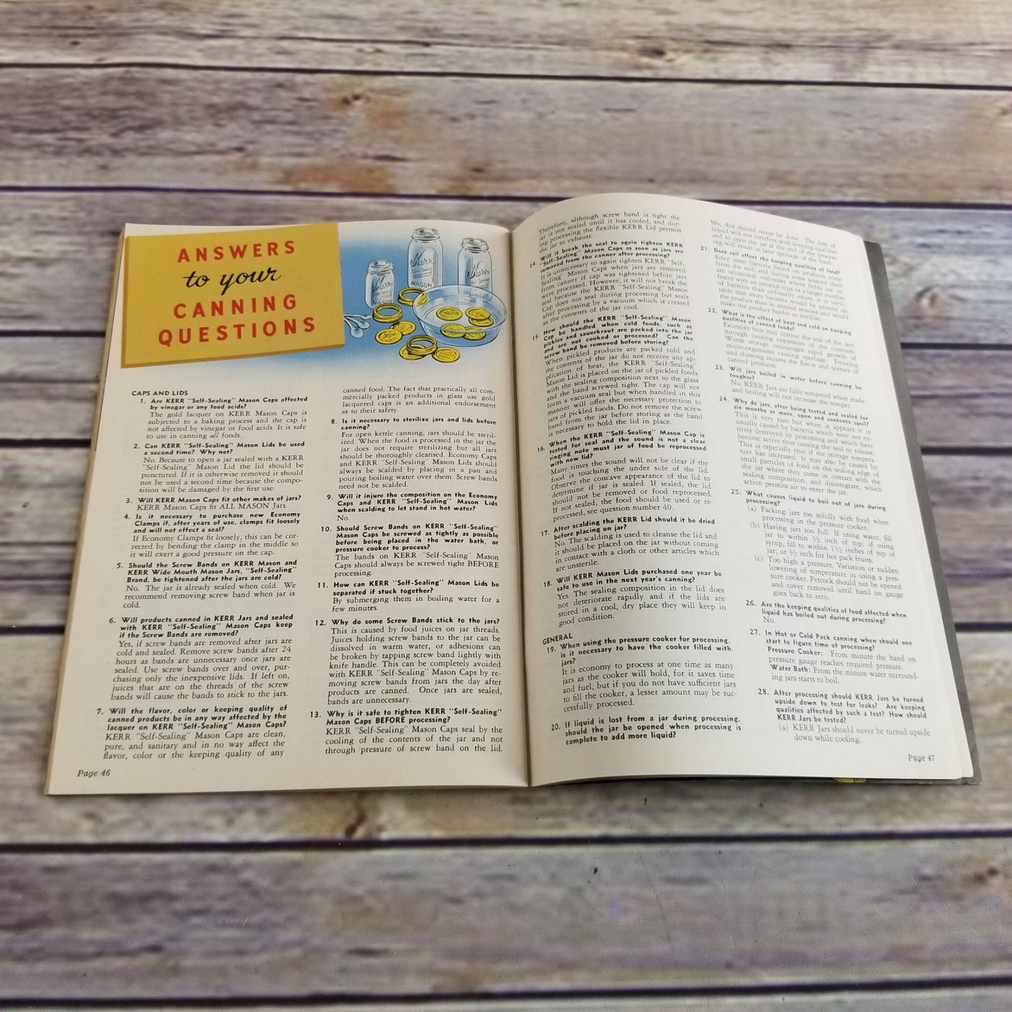 Vintage Kerr Home Canning Cookbook Recipes 1947 Booklet Paperback Kerr Glass Mfg Pamphlet
