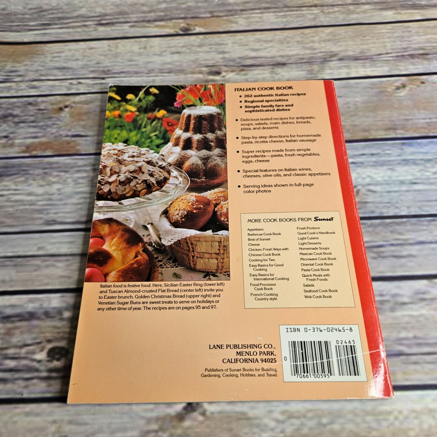 Vintage Cookbook Sunset Italian Cook Book Recipes 1987 Paperback From Antipasto to Zabaglione