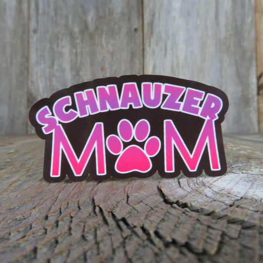 Schnauzer Mom Sticker Dog Lover Pink Purple Paw Print Full Color