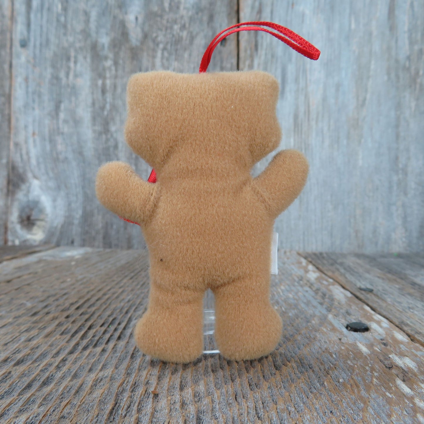 Bear Plush Ornament Christmas Red Bow Standing Felt Face