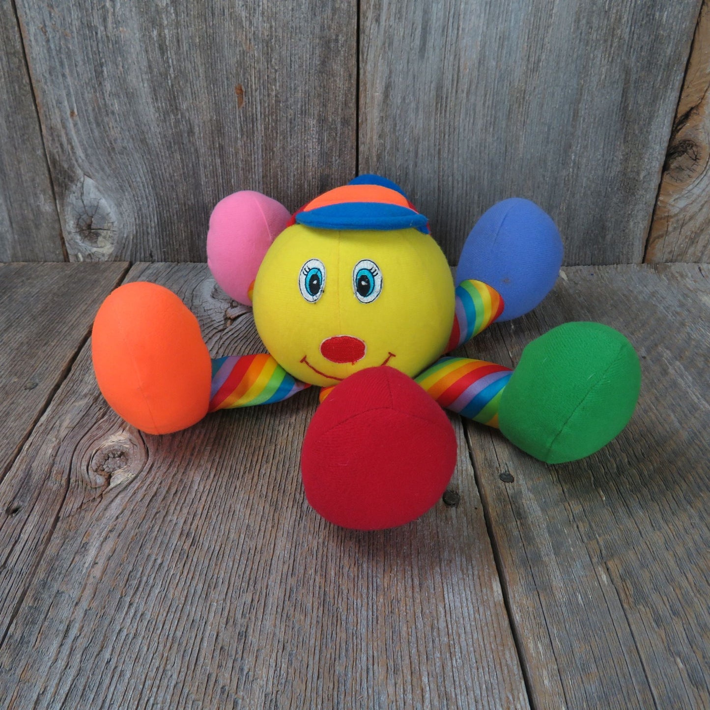 Octopus Plush Rainbow Musical Baby Toy Vintage 1990's Jolly Toys Stuffed Animal