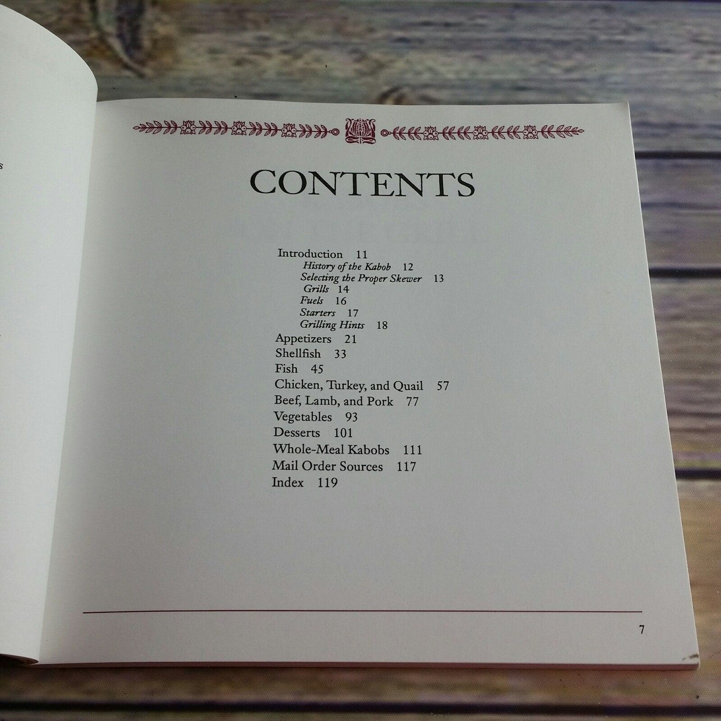 Vintage Cookbook Kabobs on the Grill Recipes 1992 Paperback Barbara Grunes 101 Productions Seafood Quail Beef Lamp Pork Desserts