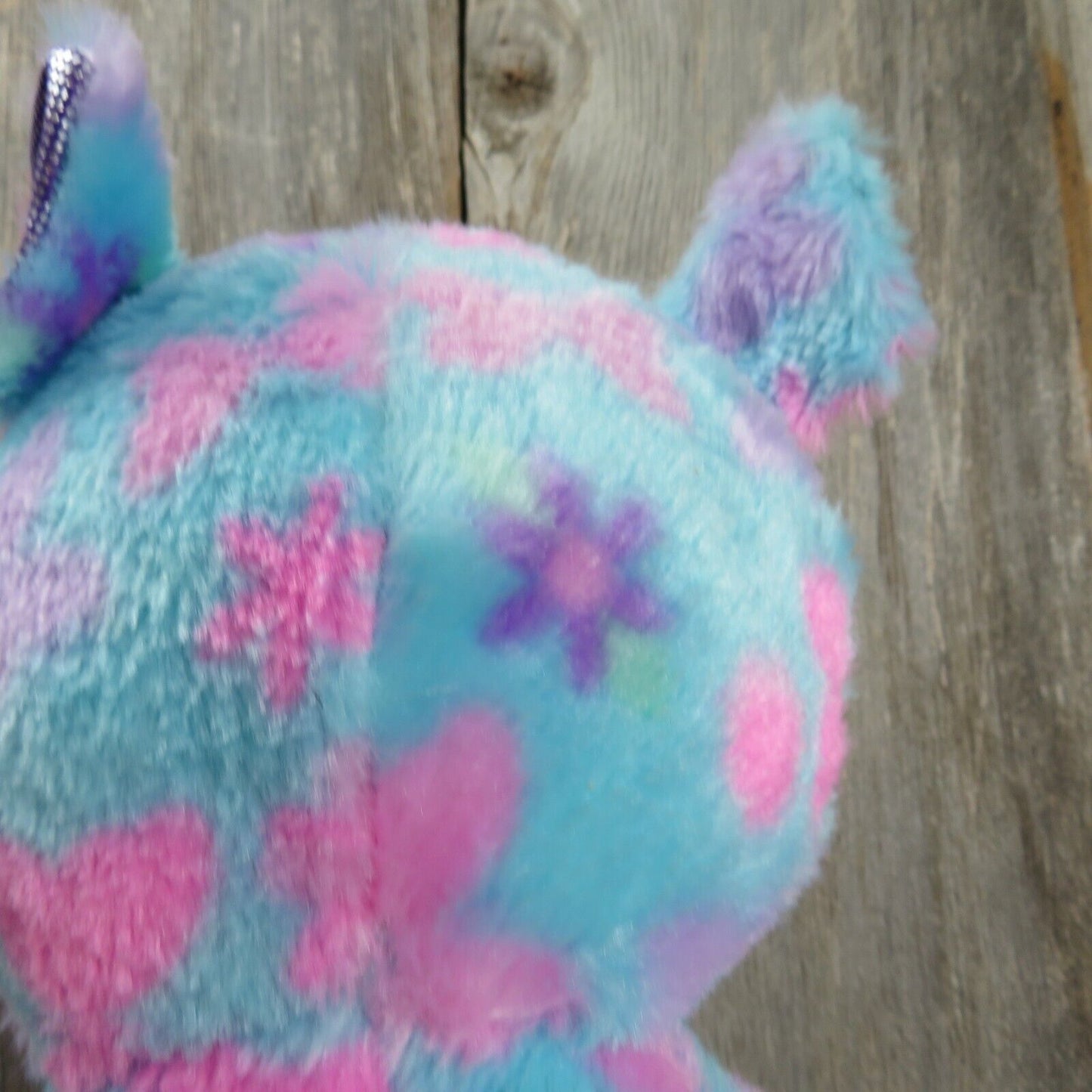 Blue Unicorn Stuffed Animal World Plush Pink Flowers Purple Feet Sewn Eyes