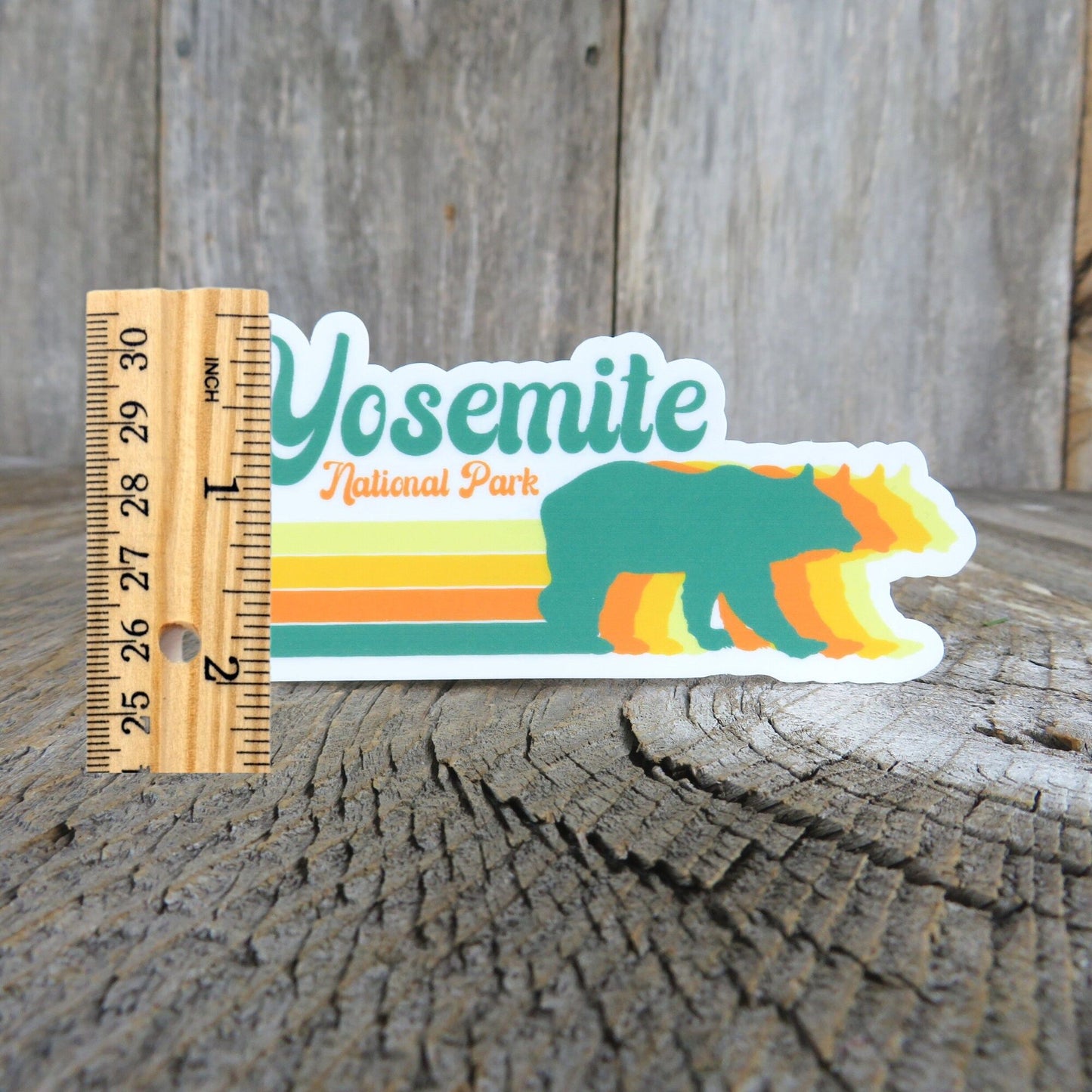 Yosemite National Park Bear Sticker California Retro Style 3D Yellow Green Travel Souvenir Laptop