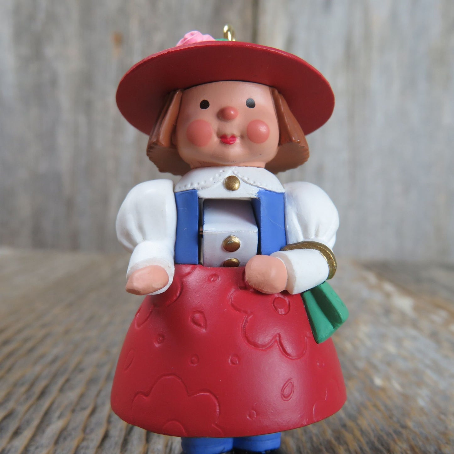 Daughter Nutcracker Ornament 1998 Hallmark Christmas Girl in Red Blue Dress and Hat