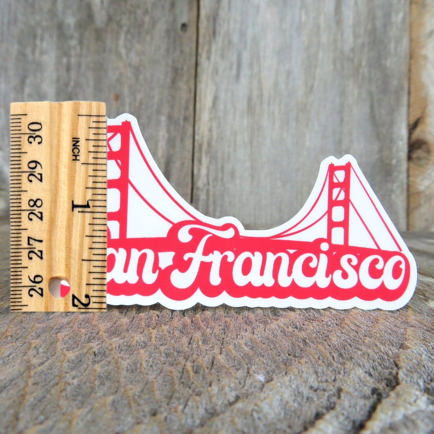 San Francisco Red Golden Gate Bridge Sticker California Souvenir Retro Bubble Letters