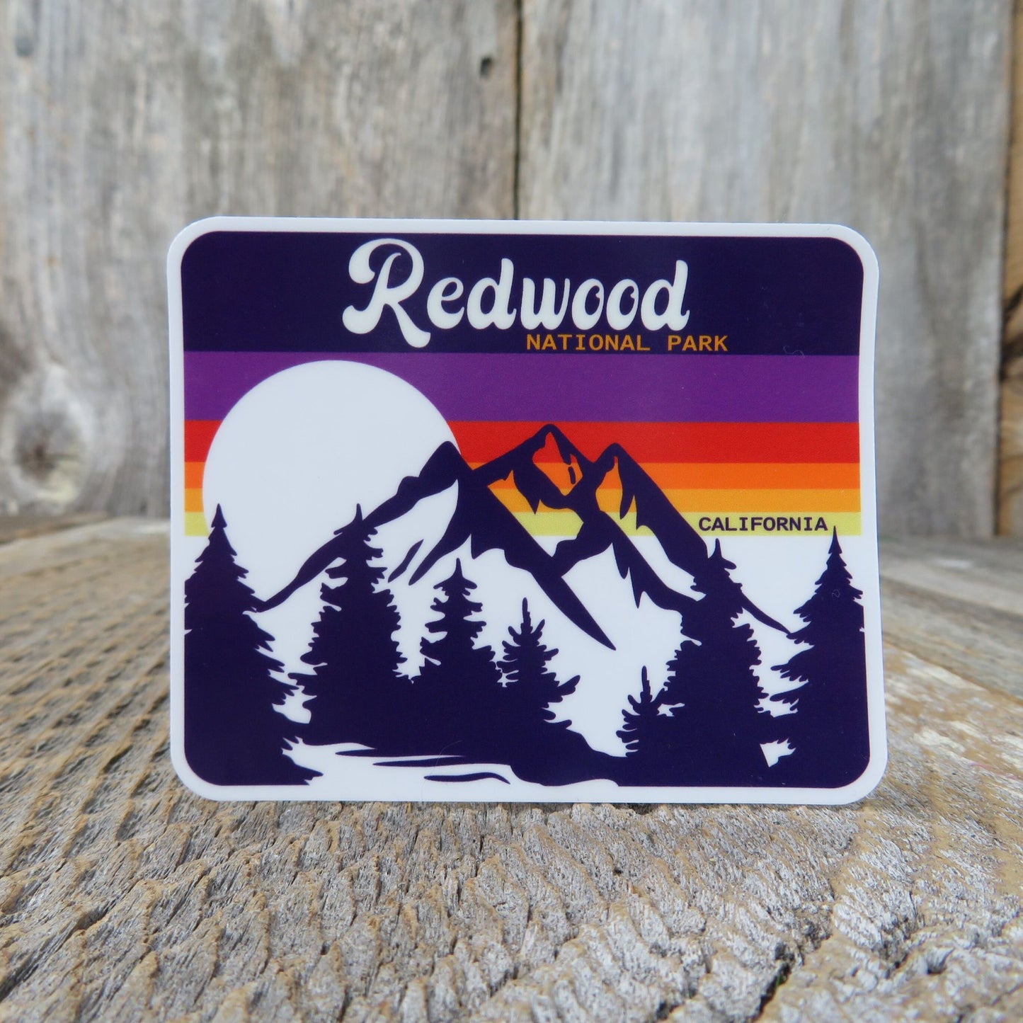 California National Park Sticker Redwood Trees Purple Orange