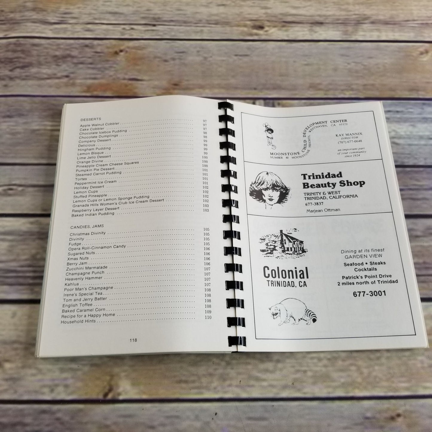 Vintage California Cookbook Trinidad Treasures Civic Club Historical 1977 Spiral Bound Recipes Historical Cook Book