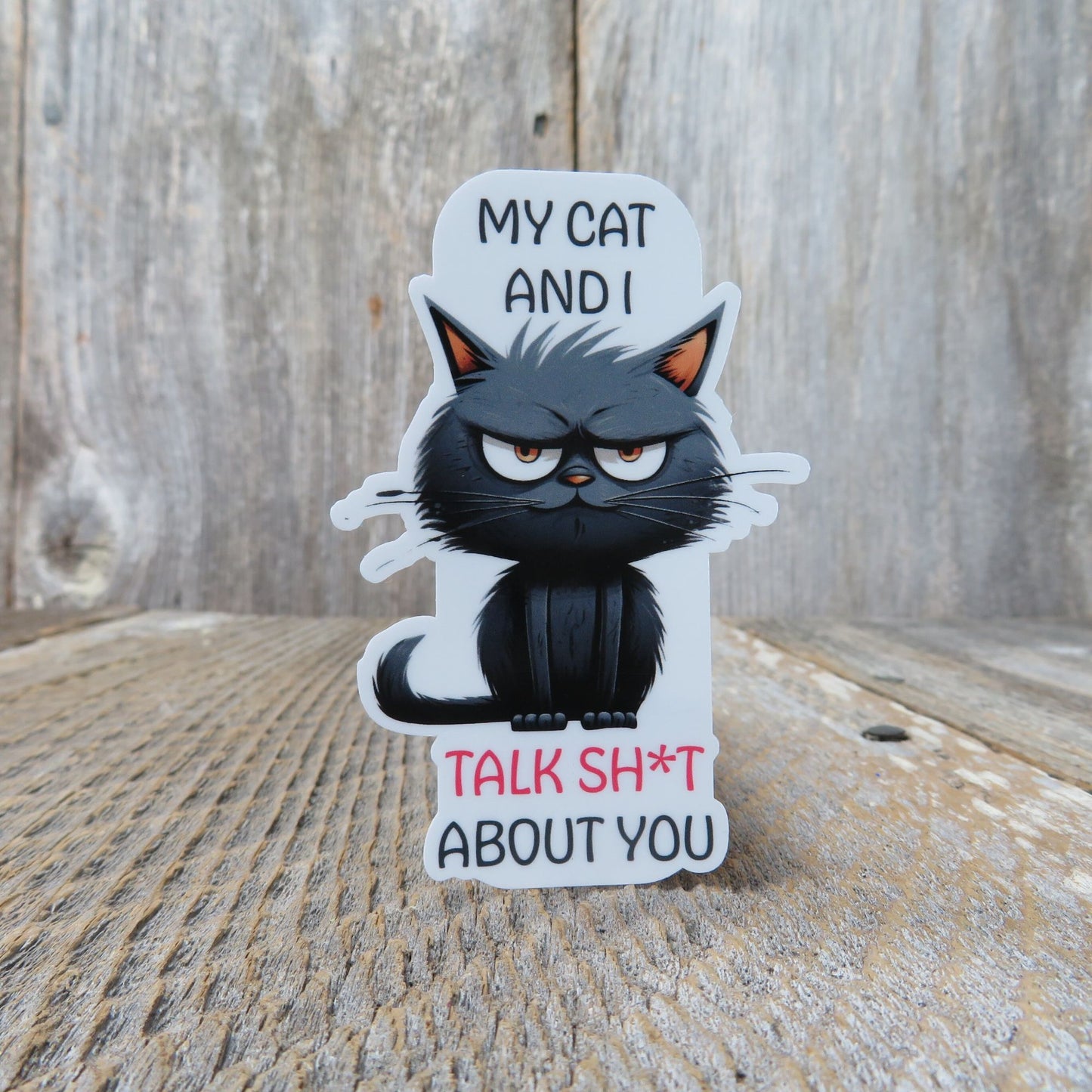 My Cat and I Talk Shit About You Sticker Full Color Social Funny Sarcastic Outspoken