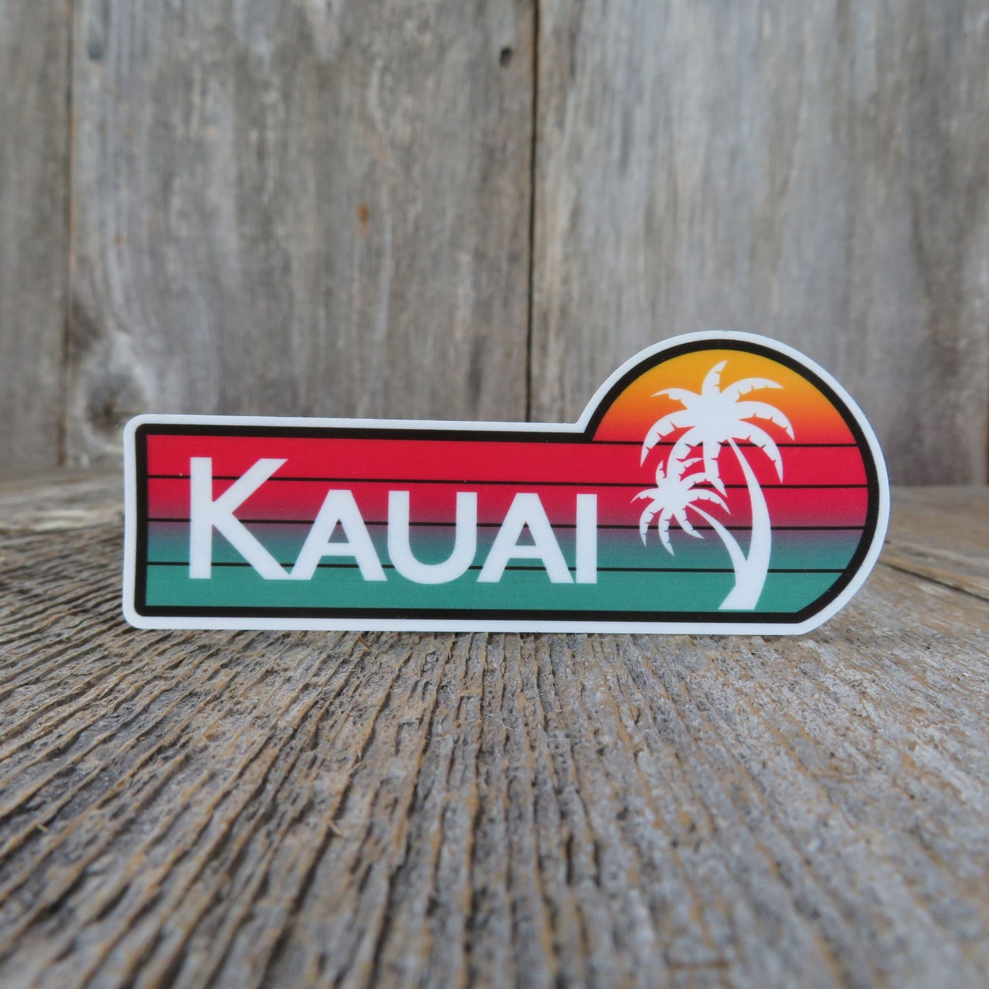 Kauai Sticker Hawaii Sunset Palm Tree Retro Destination Souvenir Travel Sticker