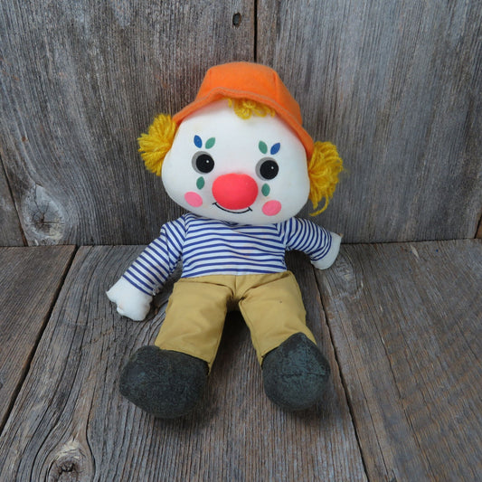 Clown Around Plush Soft Doll Dakin Dream Dolls Boy Striped Shirt Orange Hat Korea Circus