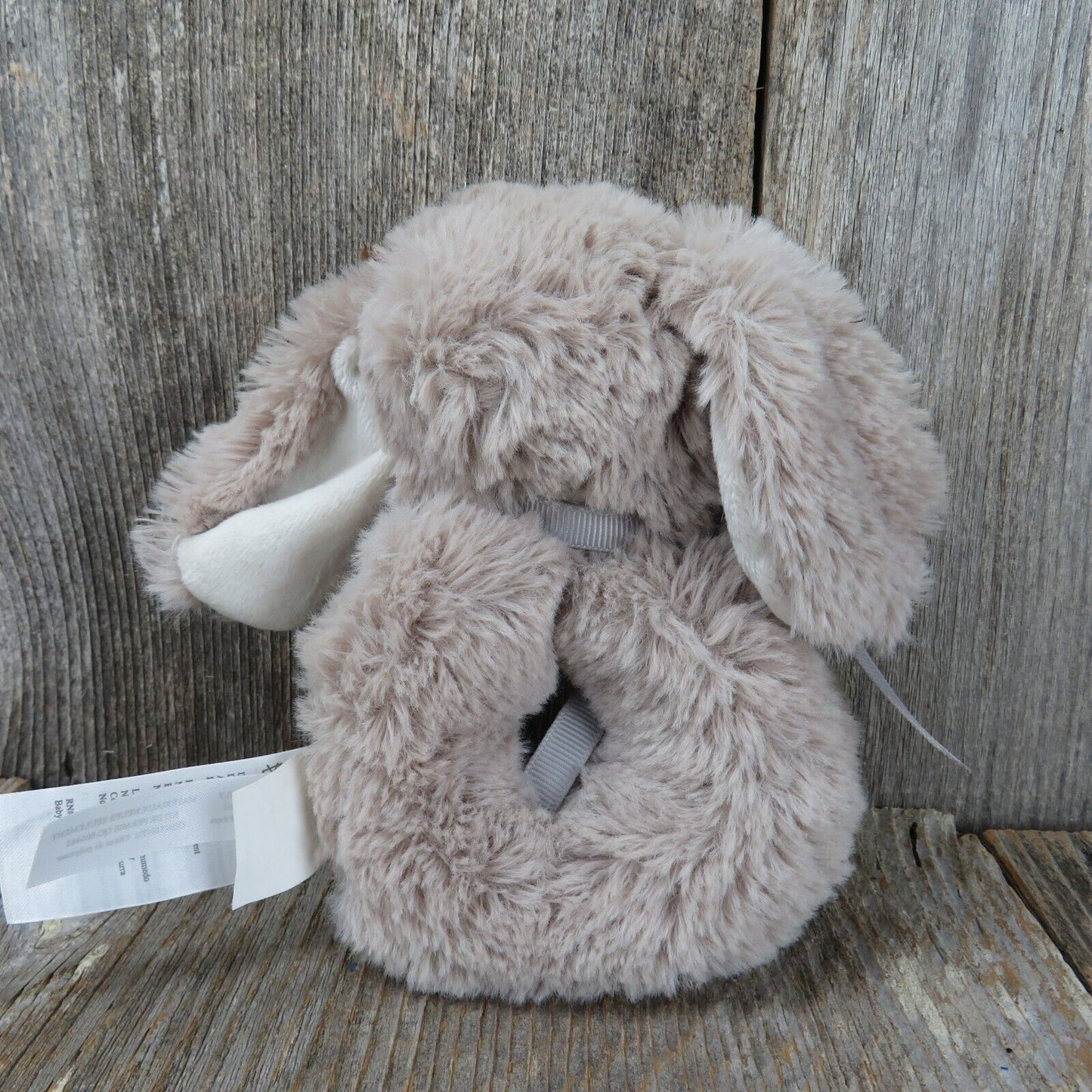 Dog Plush Rattle Handheld Stuffed Animal Lovey Security Gray Elegant Baby