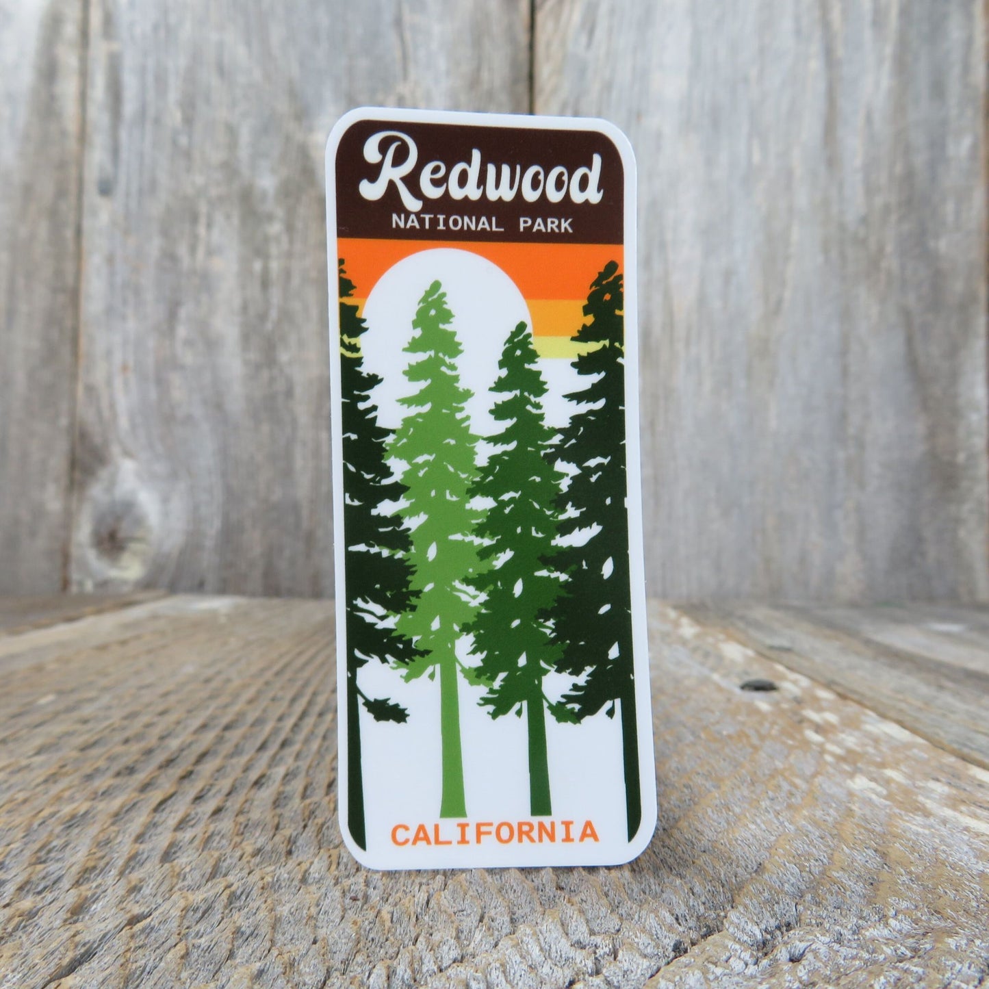 Redwood National Park California Trees Sticker Redwood Trees Brown Orange