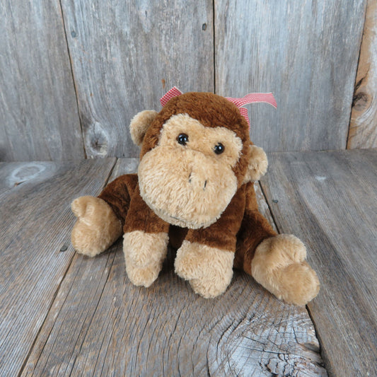 Monkey Plush Mary Meyer FLIP FLOPS Chimpanzee Stuffed Animal 2000 Red Gingham Ribbon