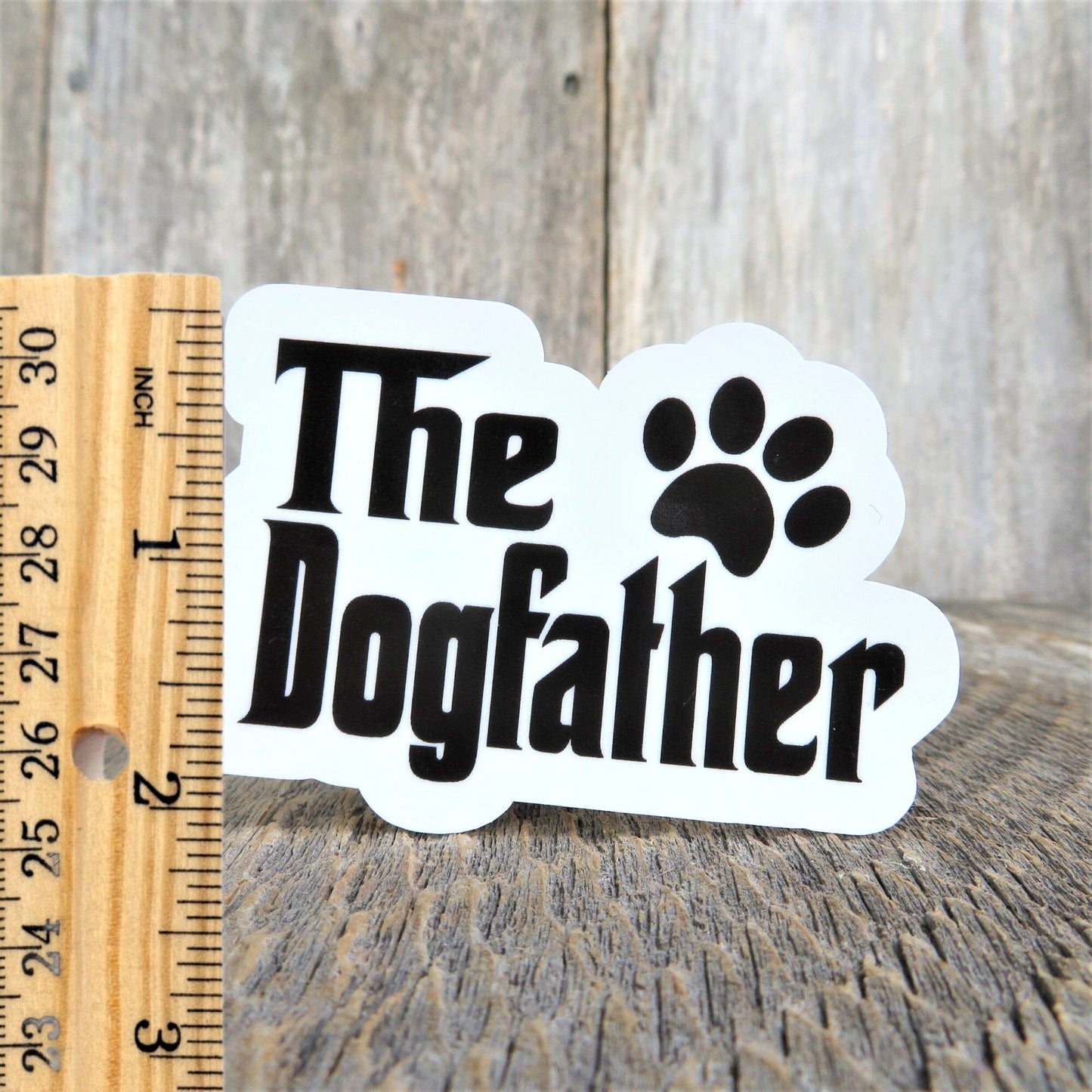 The Dog Father Sticker Waterproof Dog Dad Godfather Lover Paw Print Black White Sticker Water Bottle Laptop