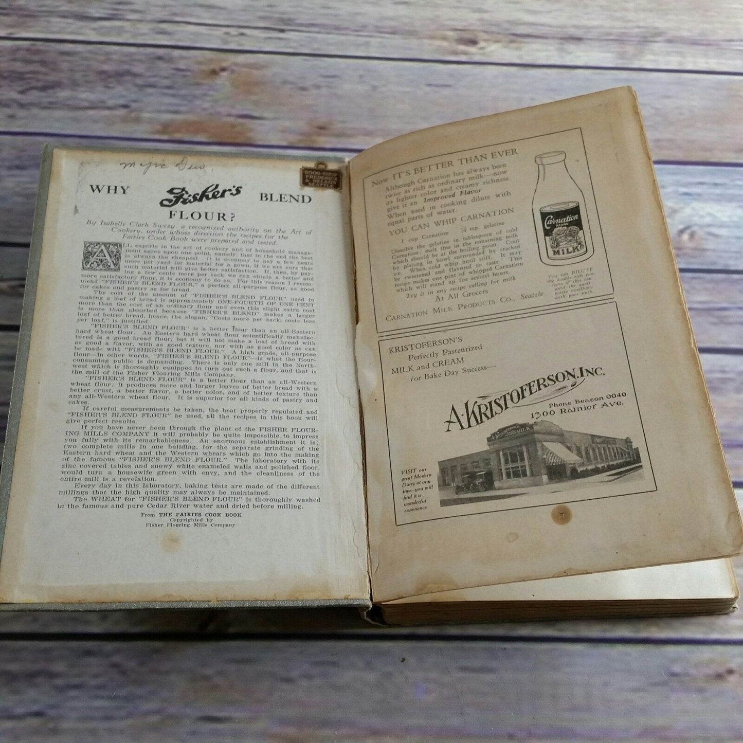 Vintage Cookbook Fishers Flour Fruit and Flower Mission Recipes 1924 Choice Recipes Seattle Women Washington Ads Advertising Hardcover