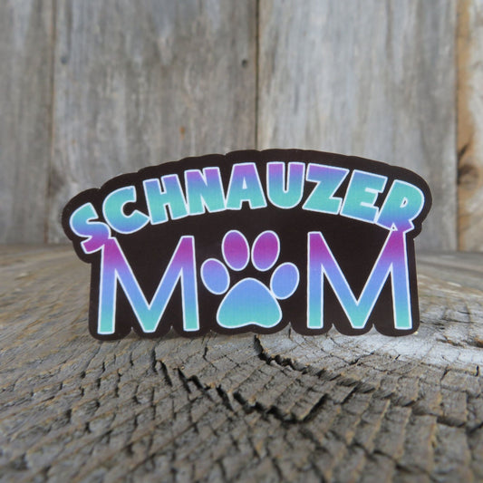 Schnauzer Mom Sticker Dog Lover Green Blue Paw Print Full Color