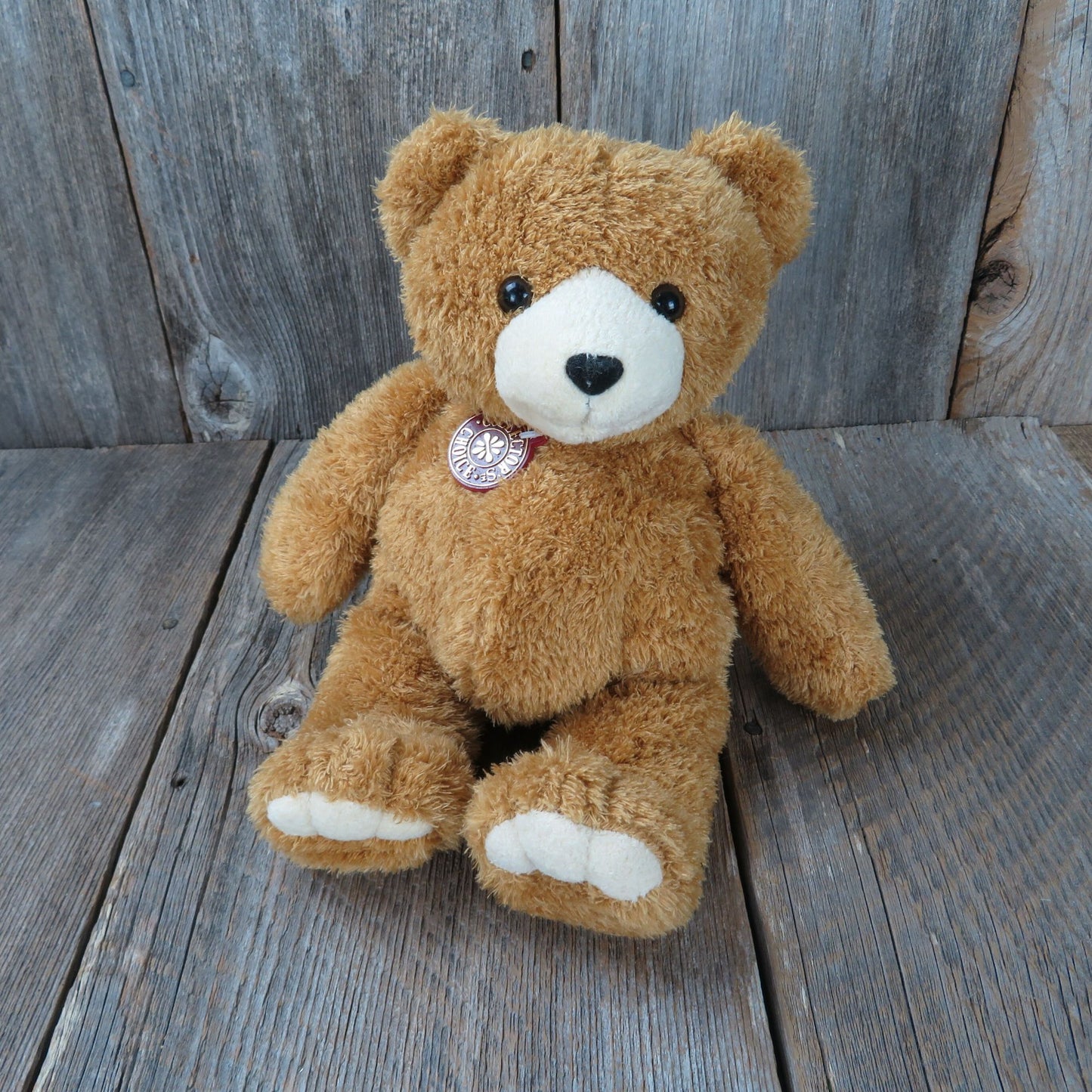 Soft Red Brown Teddy Bear Dan Dee Shaggy Terry Cloth Nose Weighted Bottom Legs Sitting
