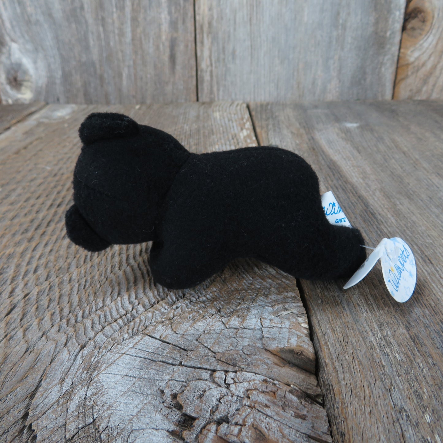 Black Teddy Bear Plush Gritz Wishpets Looped Feet Stuffed Animal 1998 Miniature