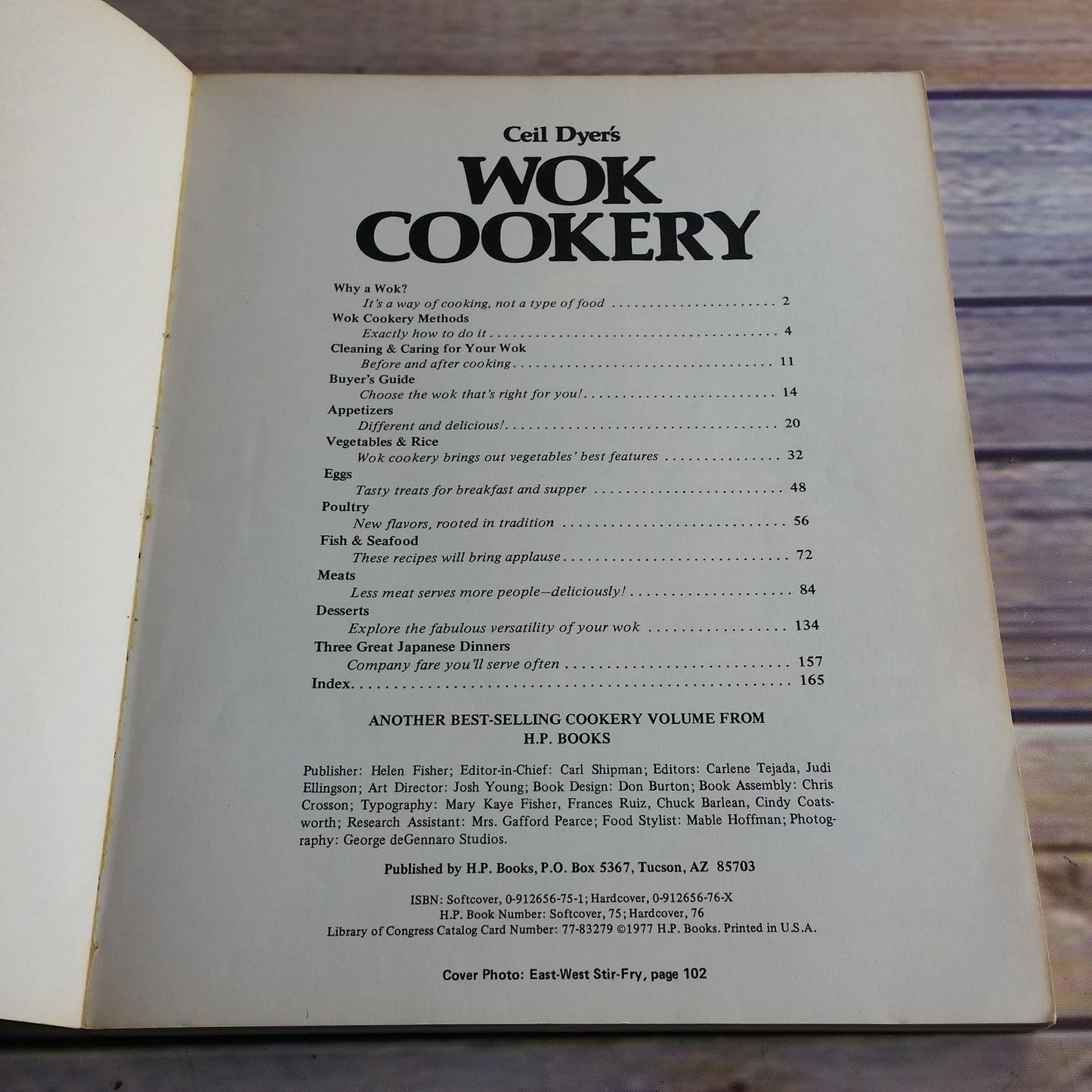 Vintage Cookbook Wok Cookery Recipes 1977 HP Books Ceil Dyer Paperback Methods Cleaning Care Buyer Guide Appetizers Poultry Seafood Desserts