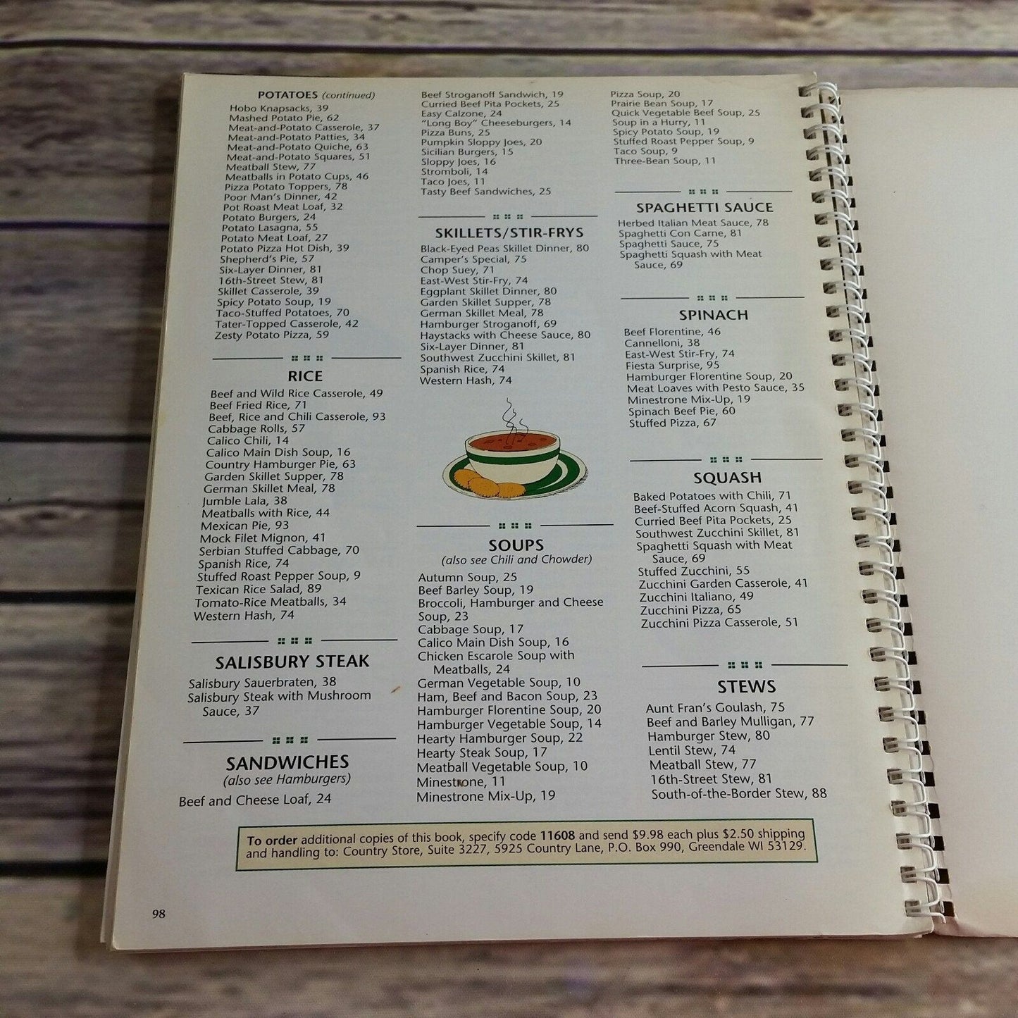 Vintage Cookbook Country Ground Beef Recipes 1993 Spiral Paperback Book Reiman Publications 300 Recipes Soups Sandwiches Casseroles, Loaves