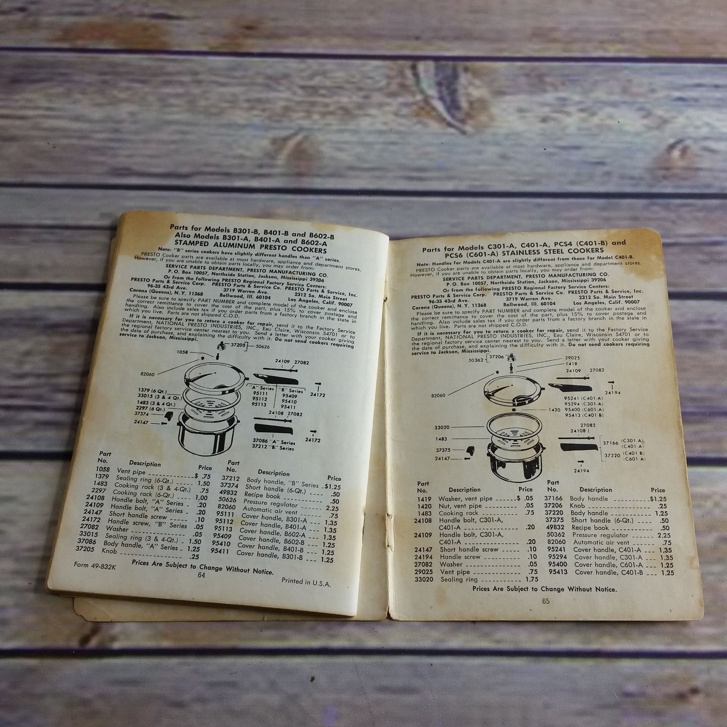 Vintage Cookbook Presto Pressure Cooker Recipes and Instructions 1971 1970s Booklet Time Tables National Presto Industries