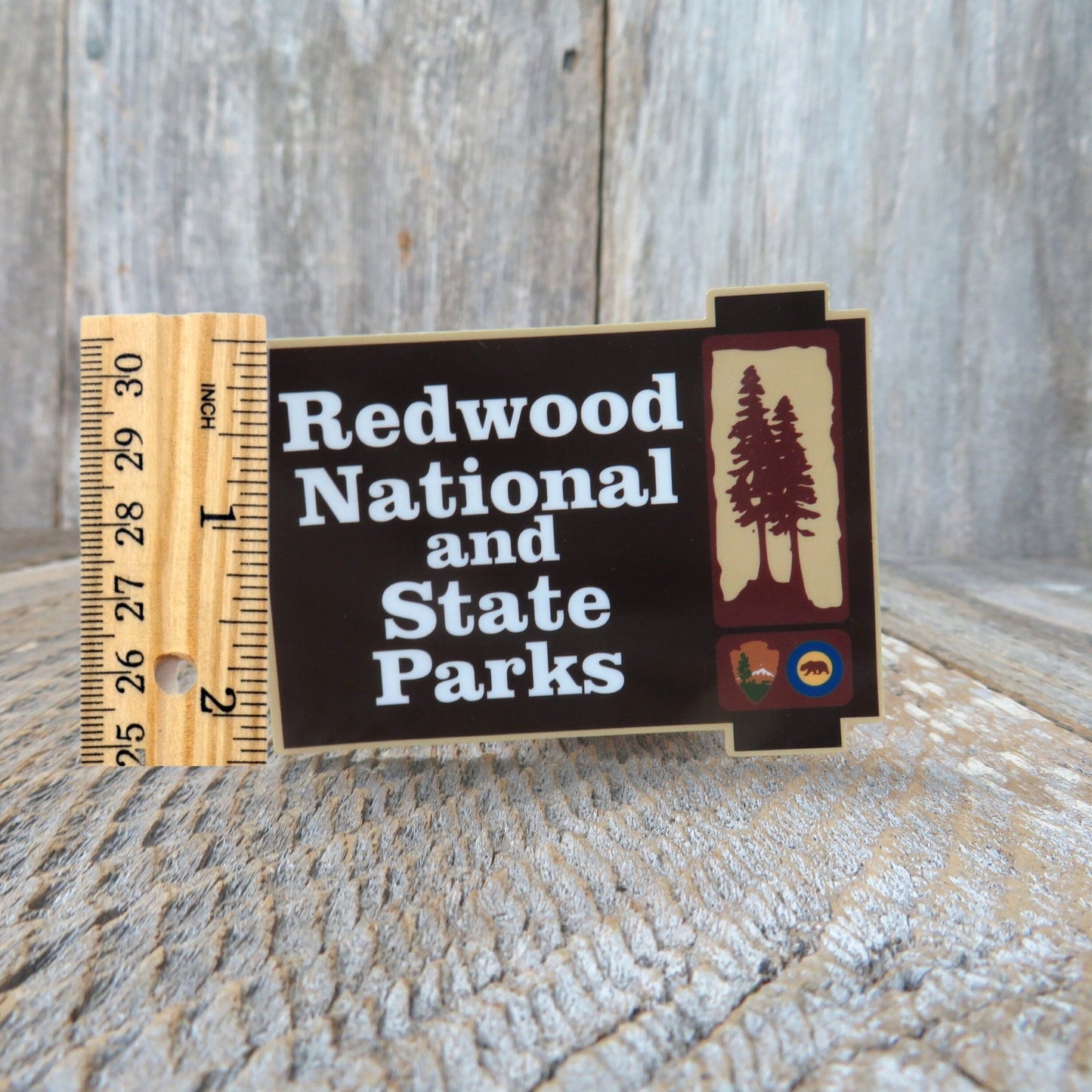 Redwood National Park Entrance Sign Sticker California Trees Sticker Redwood Trees Brown