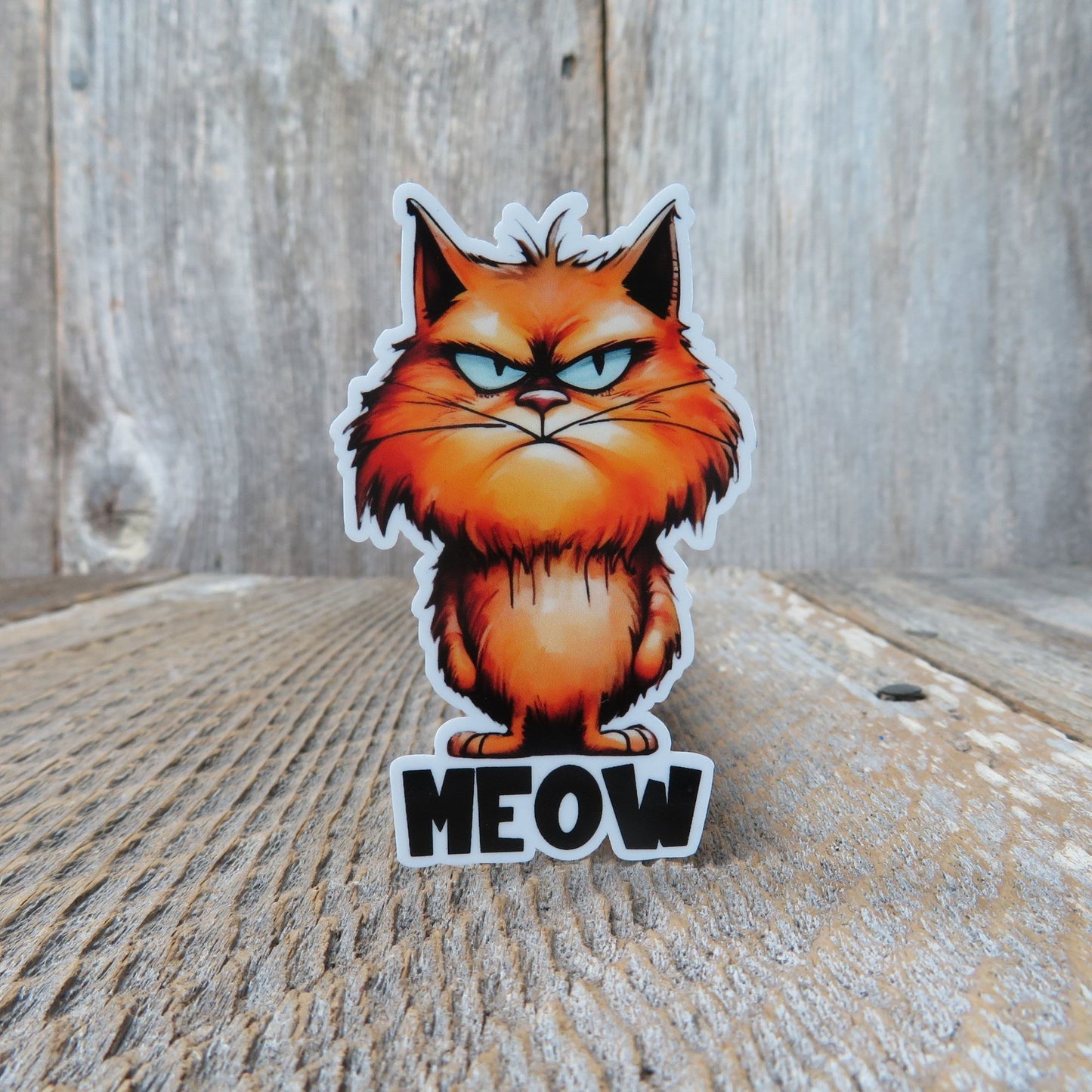 Meow Grumpy Cat Sticker Full Color Social Funny Sarcastic Outspoken