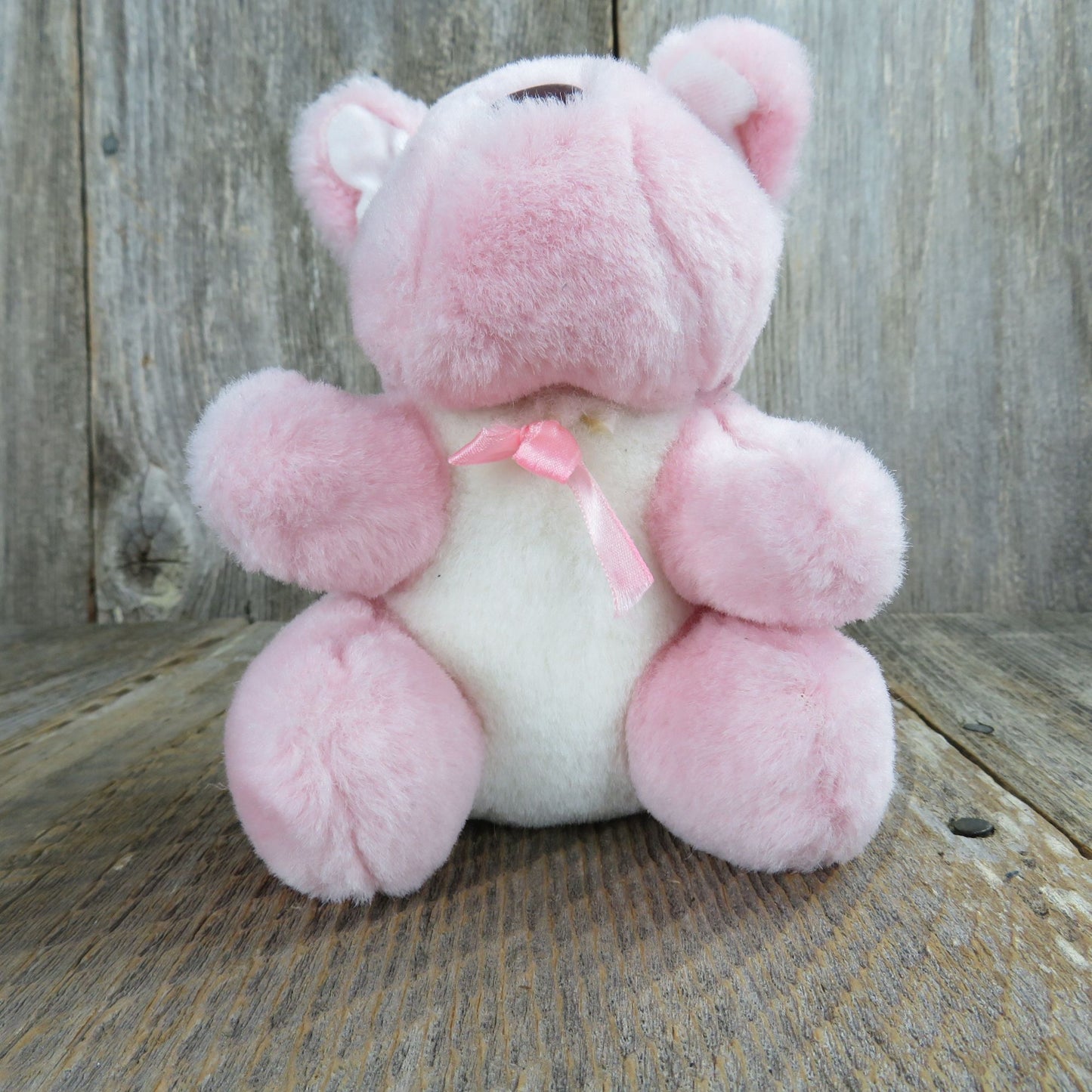 Pink Dog Bear Plush Brown Nose White Belly Bow Circus Circus Stuffed Animal
