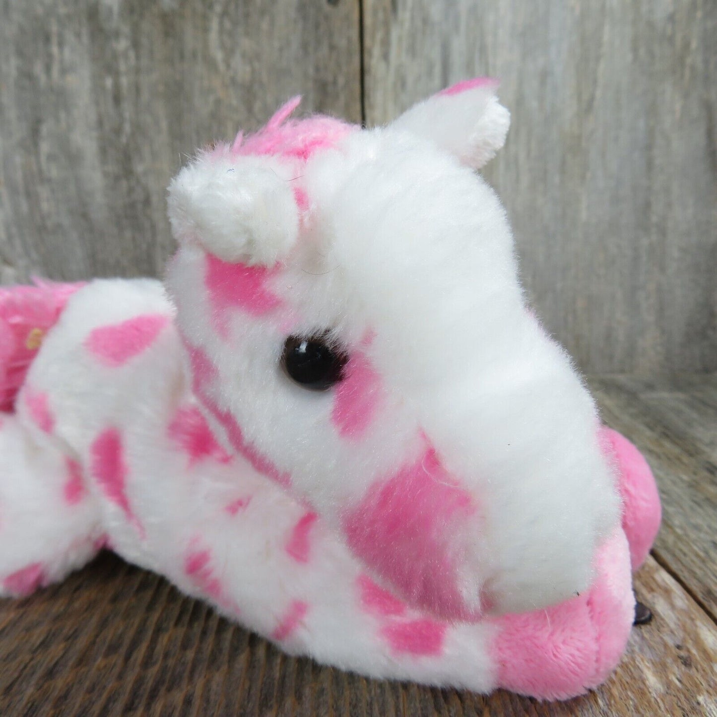 Aurora World Plush Mini Flopsie LADY  Pink White Spotted Horse Stuffed Animal