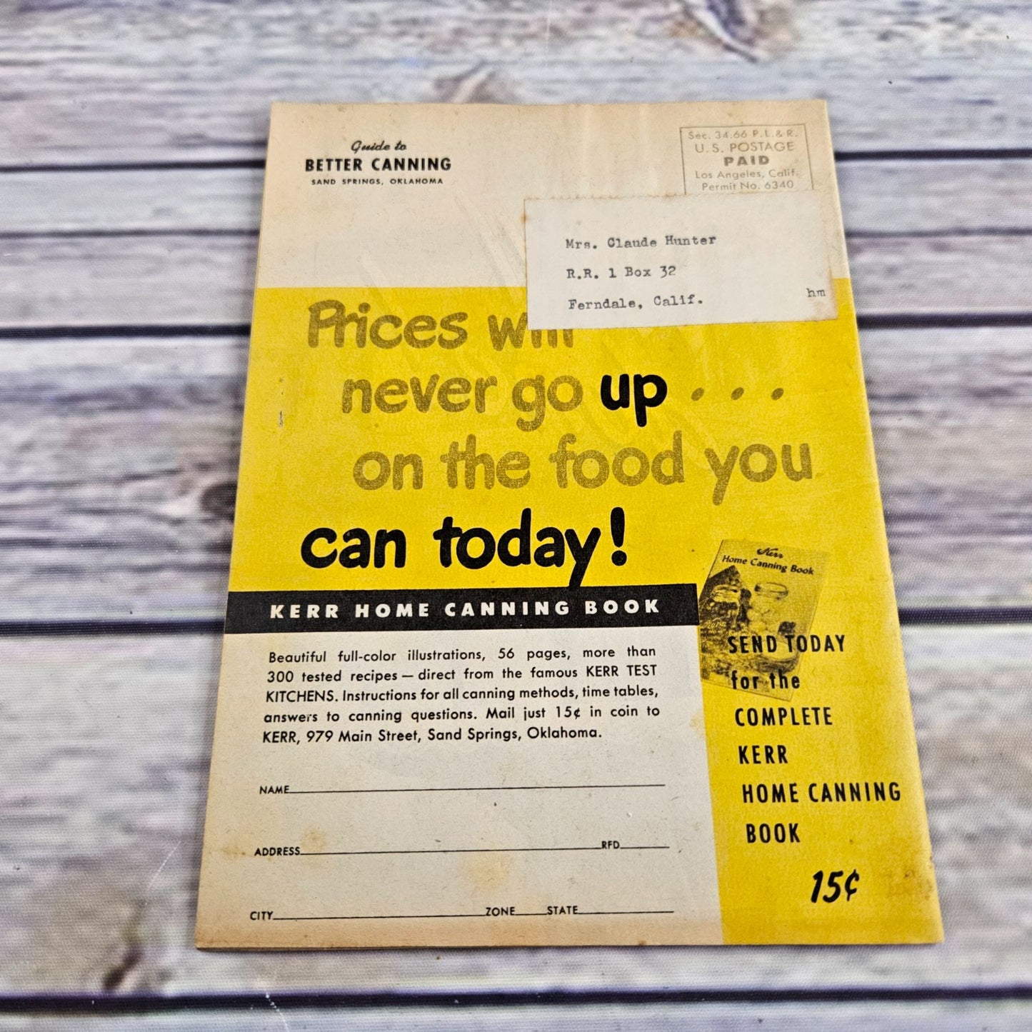 Vintage Kerr Home Canning Cookbook Guide to Better Canning Instructions Recipes 1951 Paperback Booklet