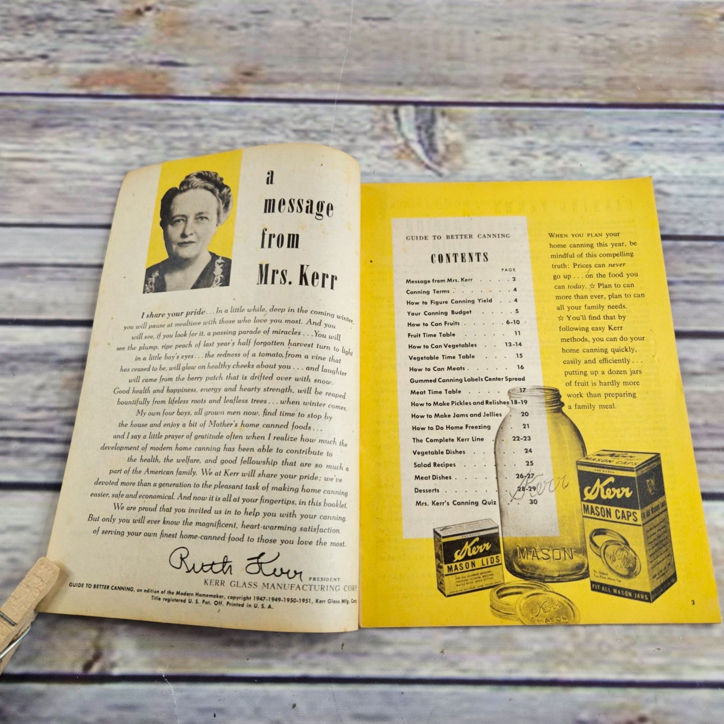 Vintage Kerr Home Canning Cookbook Guide to Better Canning Instructions Recipes 1951 Paperback Booklet