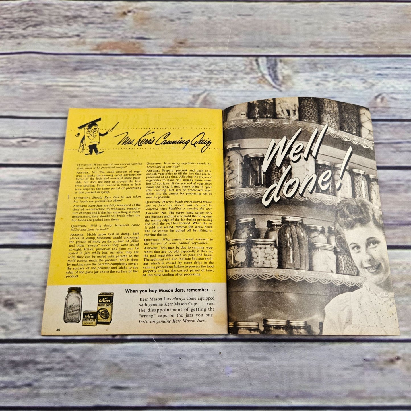 Vintage Kerr Home Canning Cookbook Guide to Better Canning Instructions Recipes 1951 Paperback Booklet