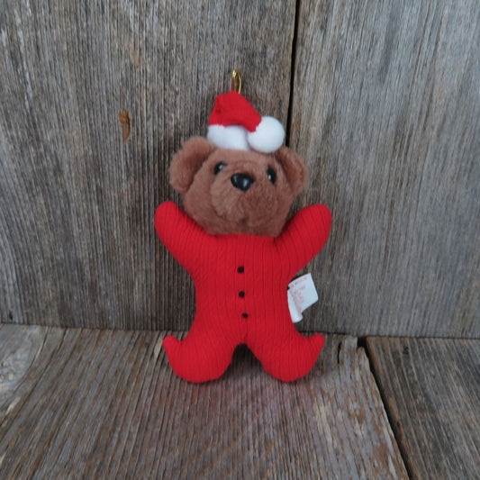 Bear Plush Ornament Christmas Santa Hat Red Suit Dan Dee