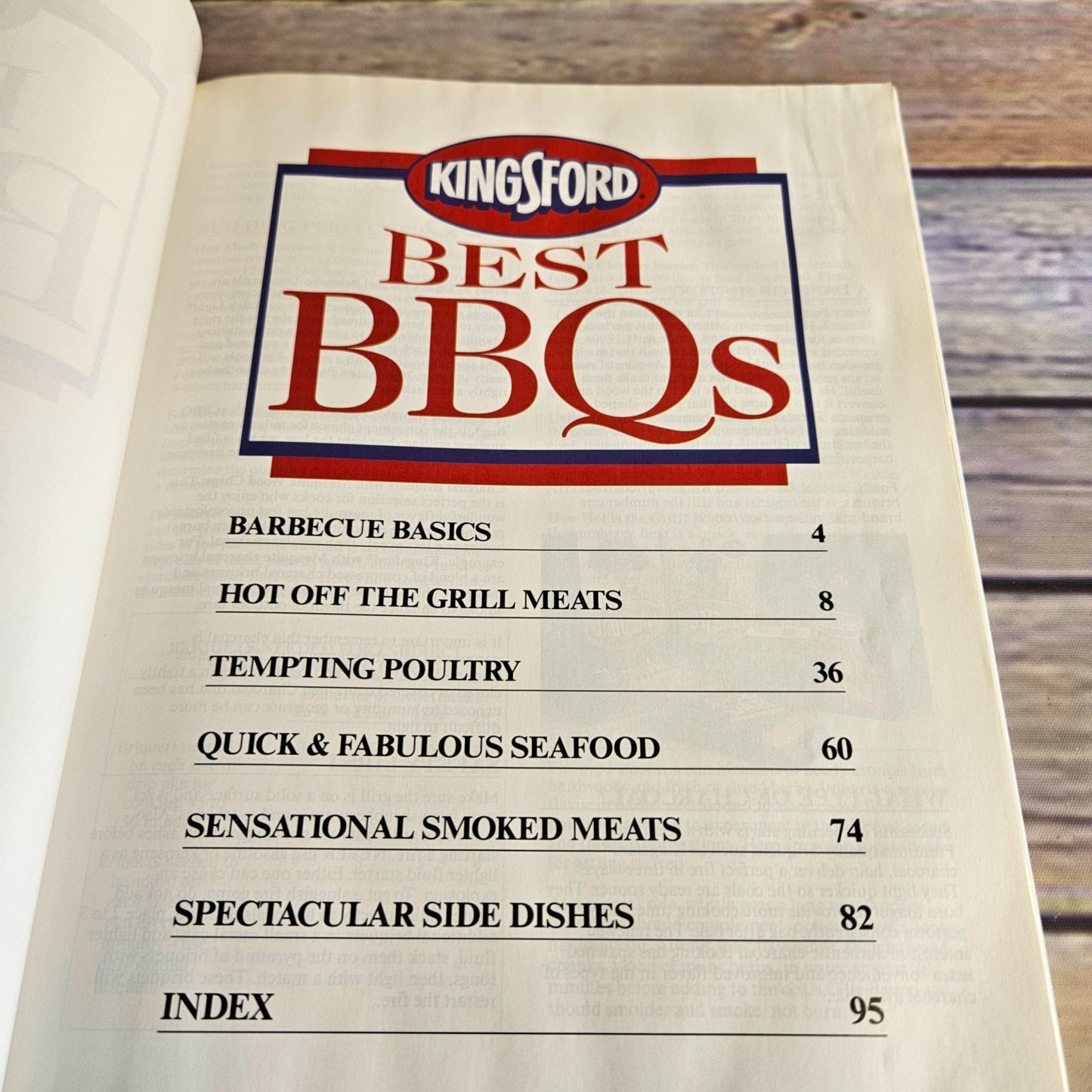 Vintage BBQ Cookbook Kingsford Barbecue Favorite Recipes 1995 Charcoal BBQ Recipes BBQing Food Basics Meats Poultry Seafood Smoked Sides
