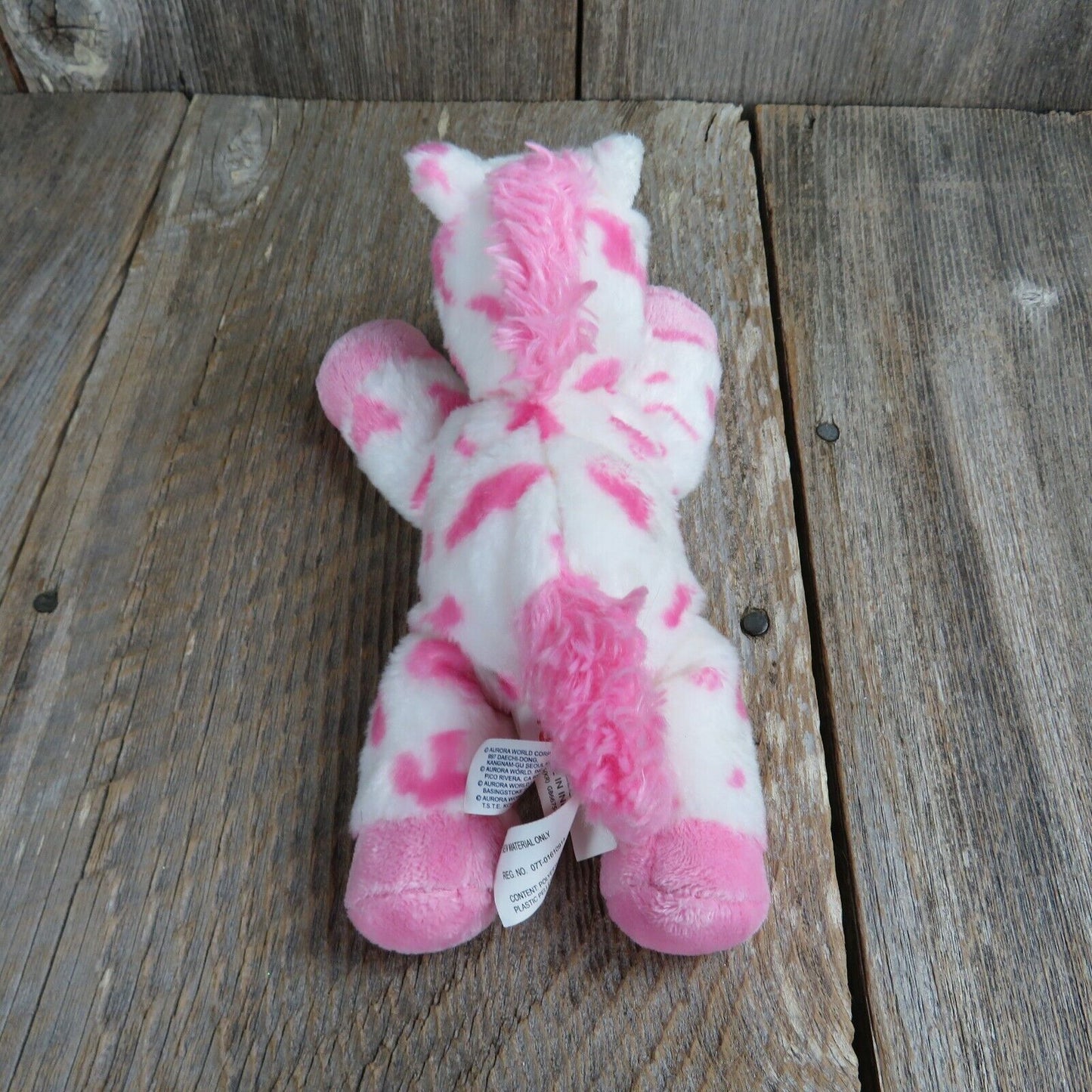 Aurora World Plush Mini Flopsie LADY  Pink White Spotted Horse Stuffed Animal