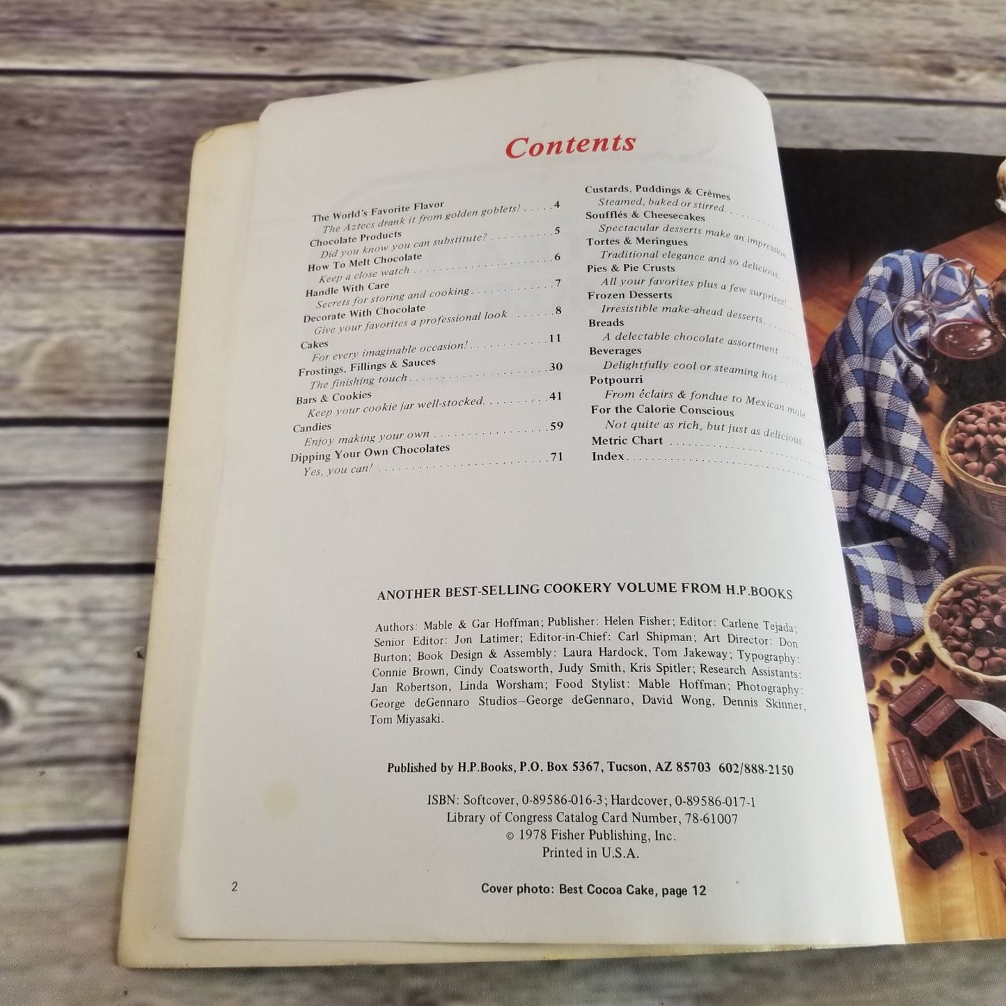 Vintage Cookbook Chocolate Cookery Recipes HP Books Mable Hoffman 1978 Paperback Book Cakes Cookies Candies Custards Souffles