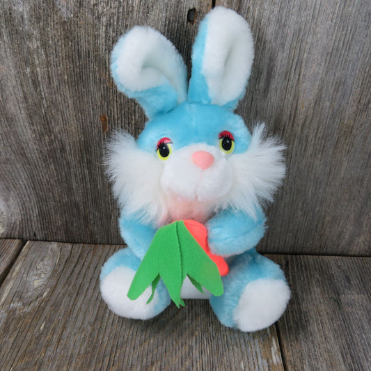 Blue Bunny Plush Rabbit Carrot Stuffed Animal Pink Flocked Nose Easter Paul Hamburg