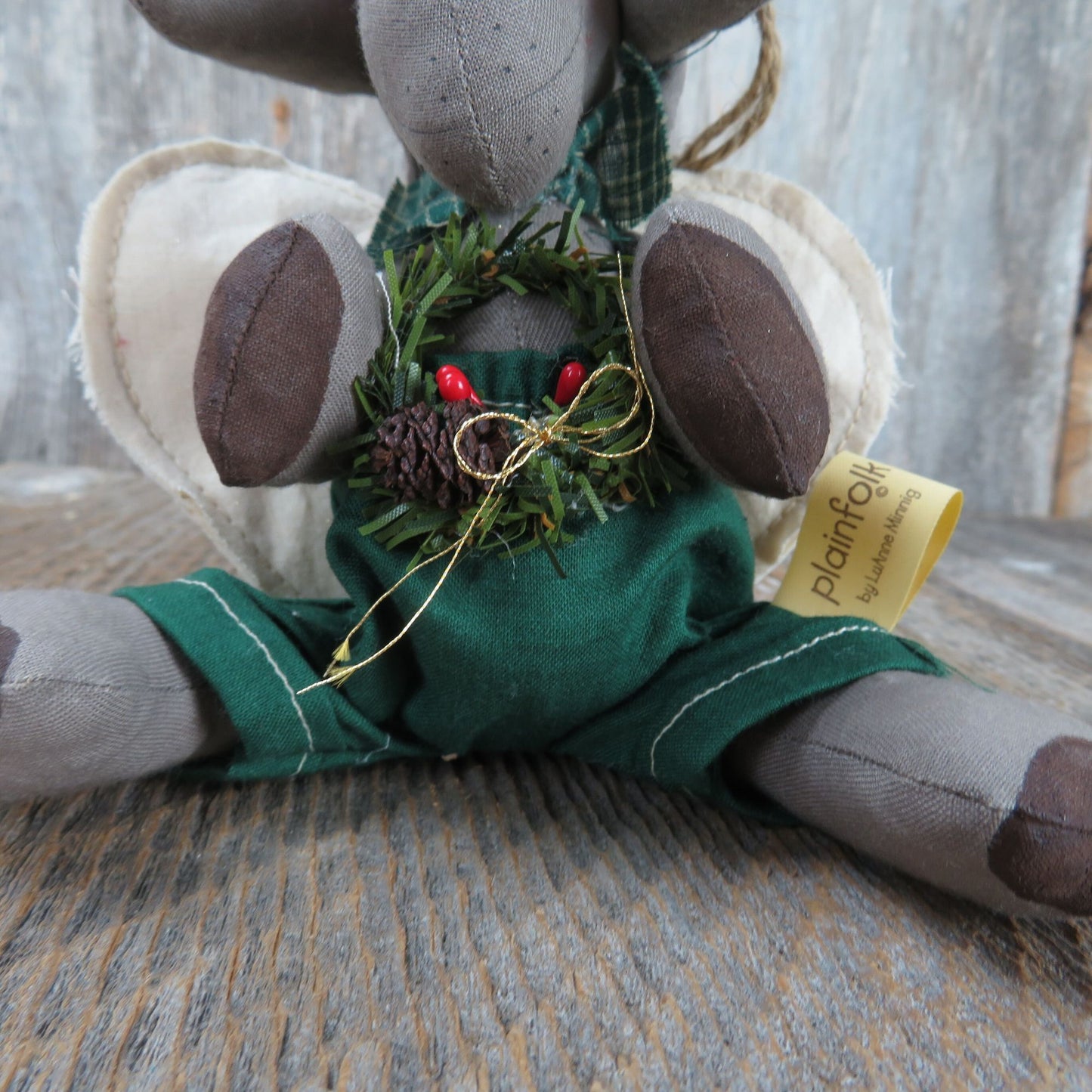 Moose Angel Plush Ornament Plainfolk Lil' Angel 1994 Christmas Primitive Country Style